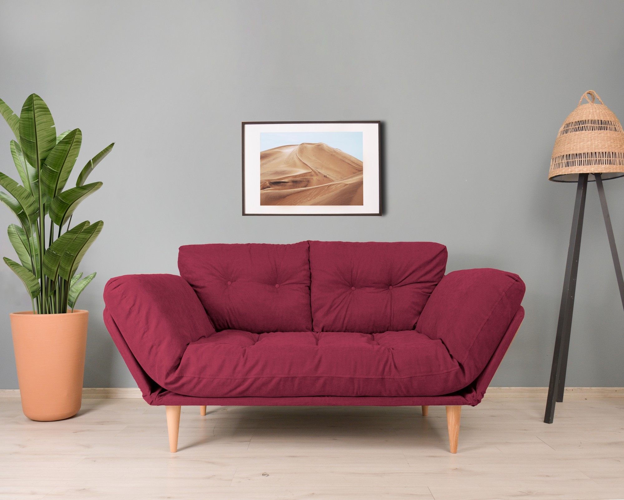 Nina Daybed Schlafsofa 3-Sitzer Dunkelrot