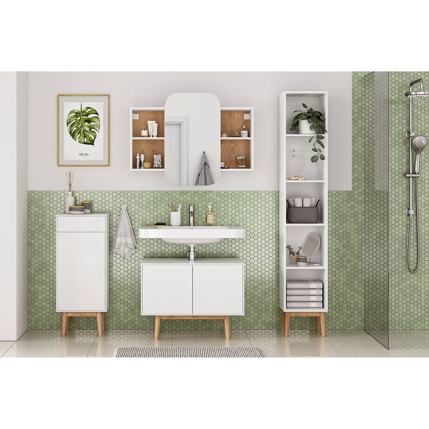 Base cabinet LINDHOLM 1 drawer oak white