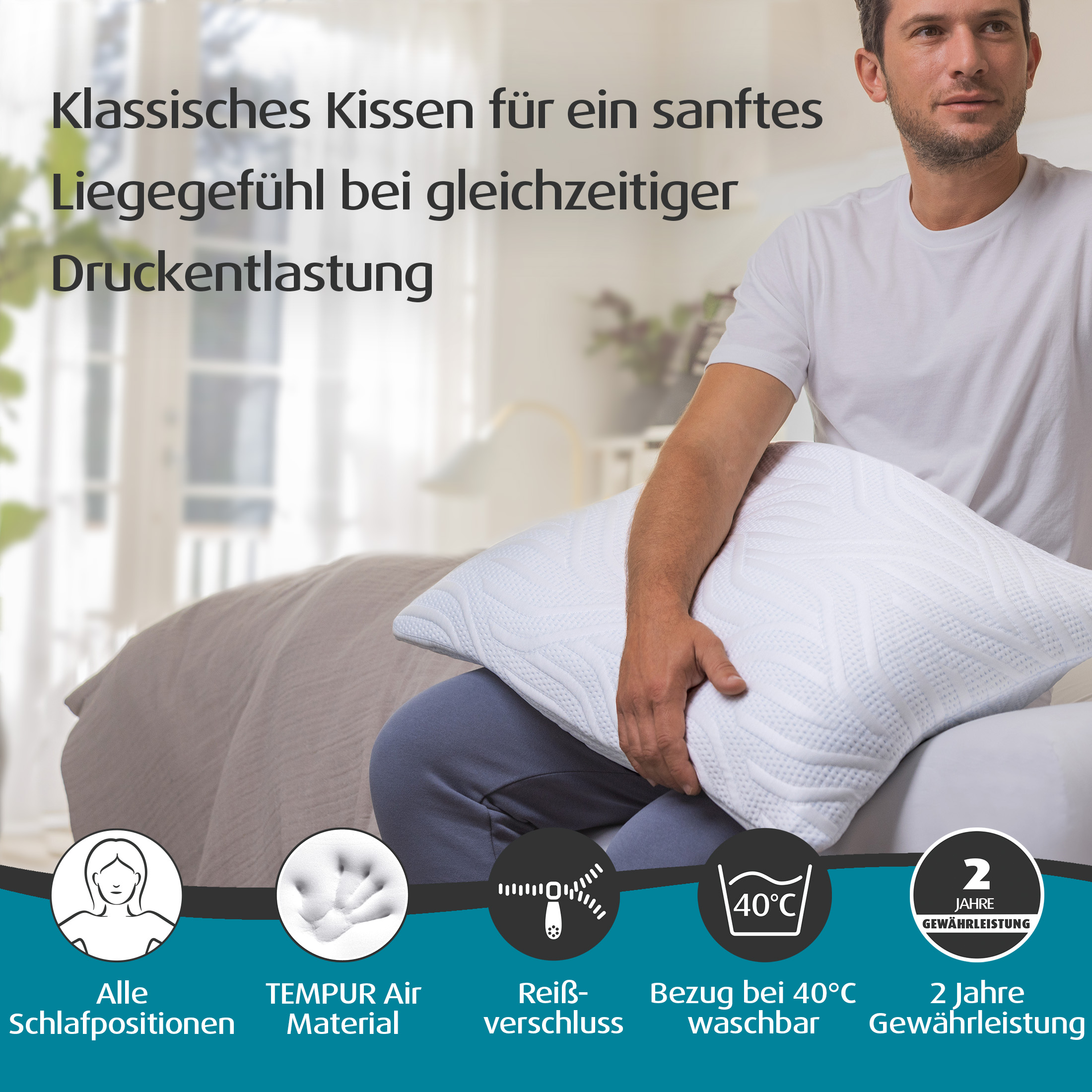 TEMPUR® Comfort Air Schlafkissen Liegegefühl Weich