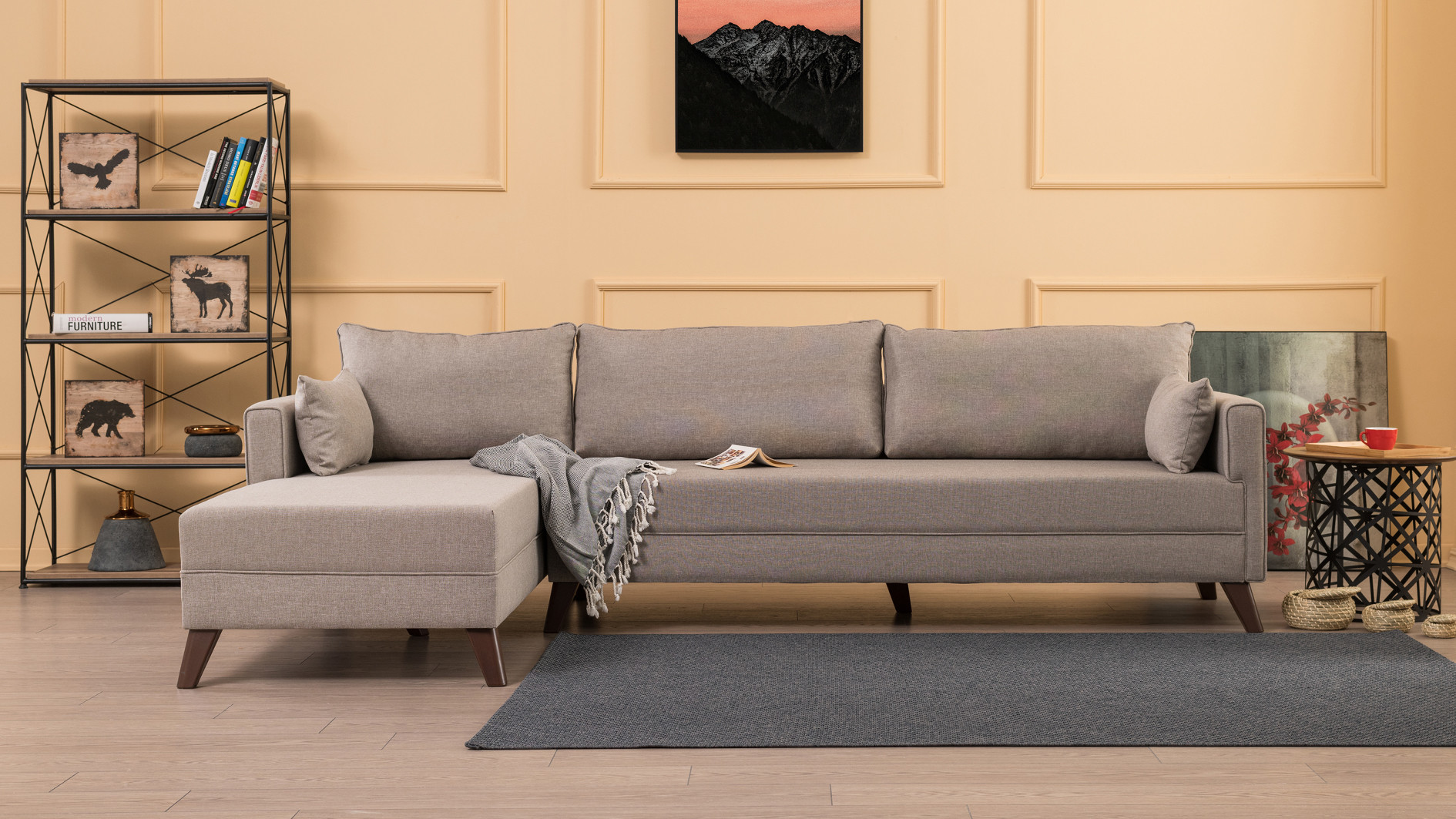 Bella Sofa Récamiere Links Creme