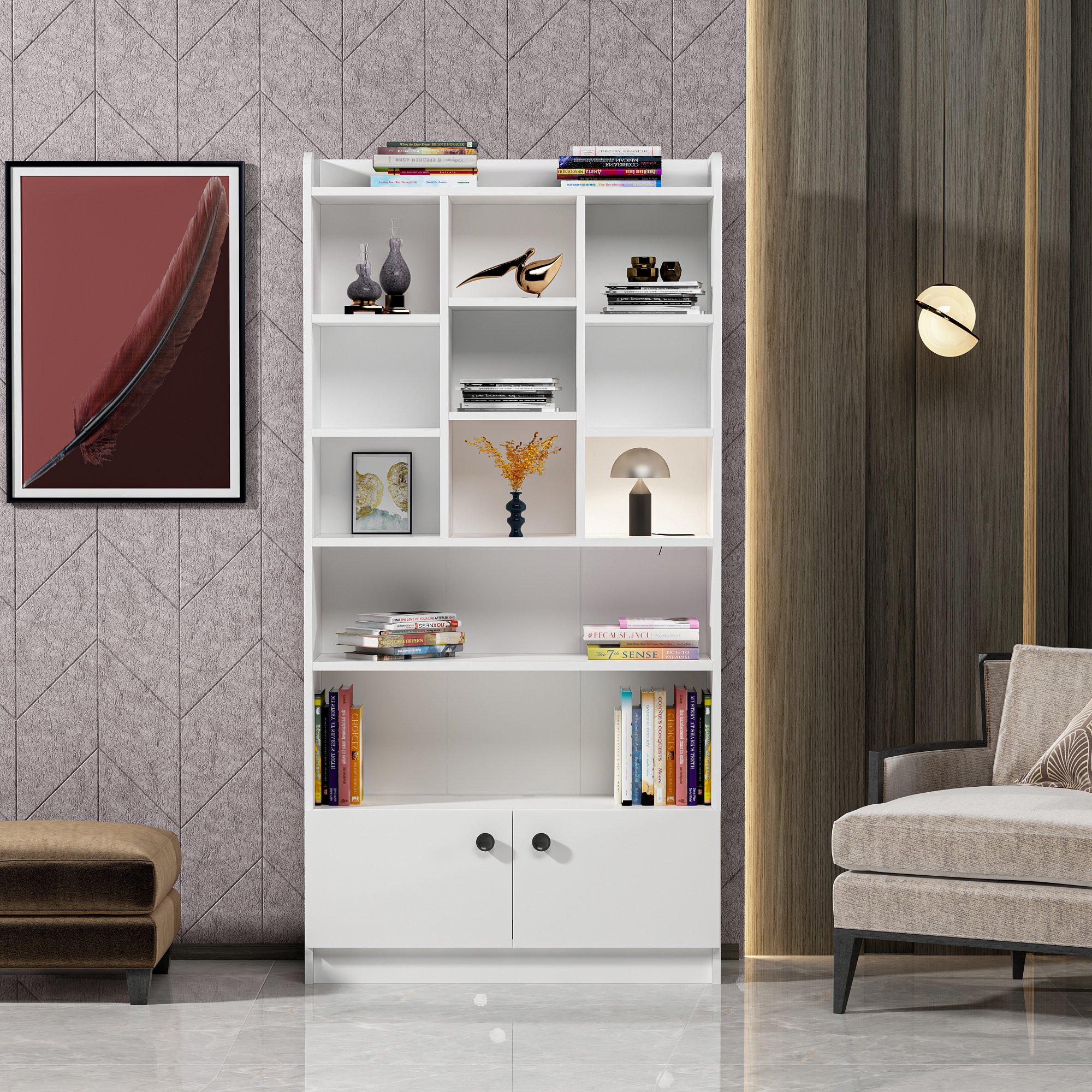 Tokyo Bookshelf Wood Veneer White