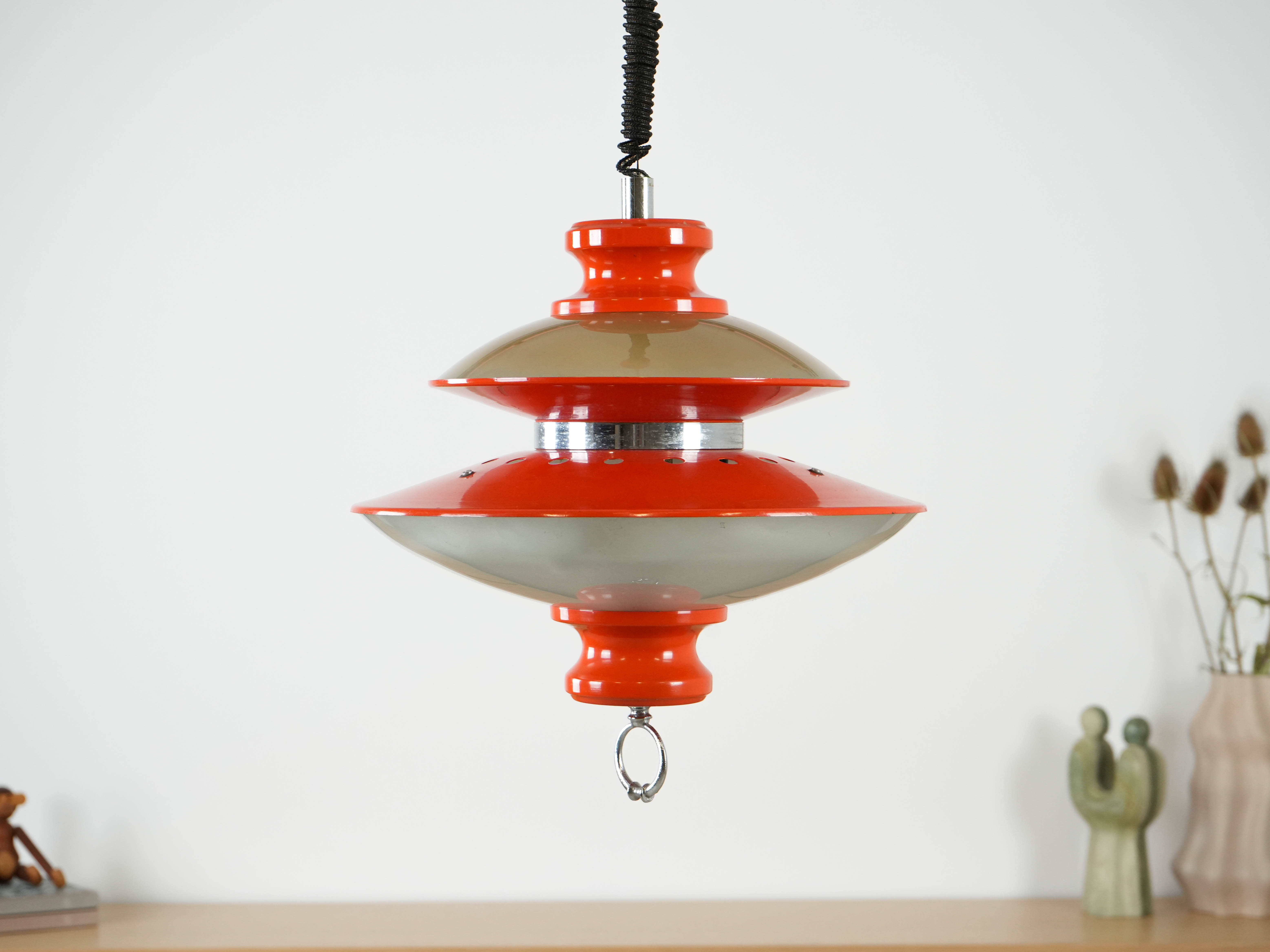 Hanging lamp Metal Orange 1970s