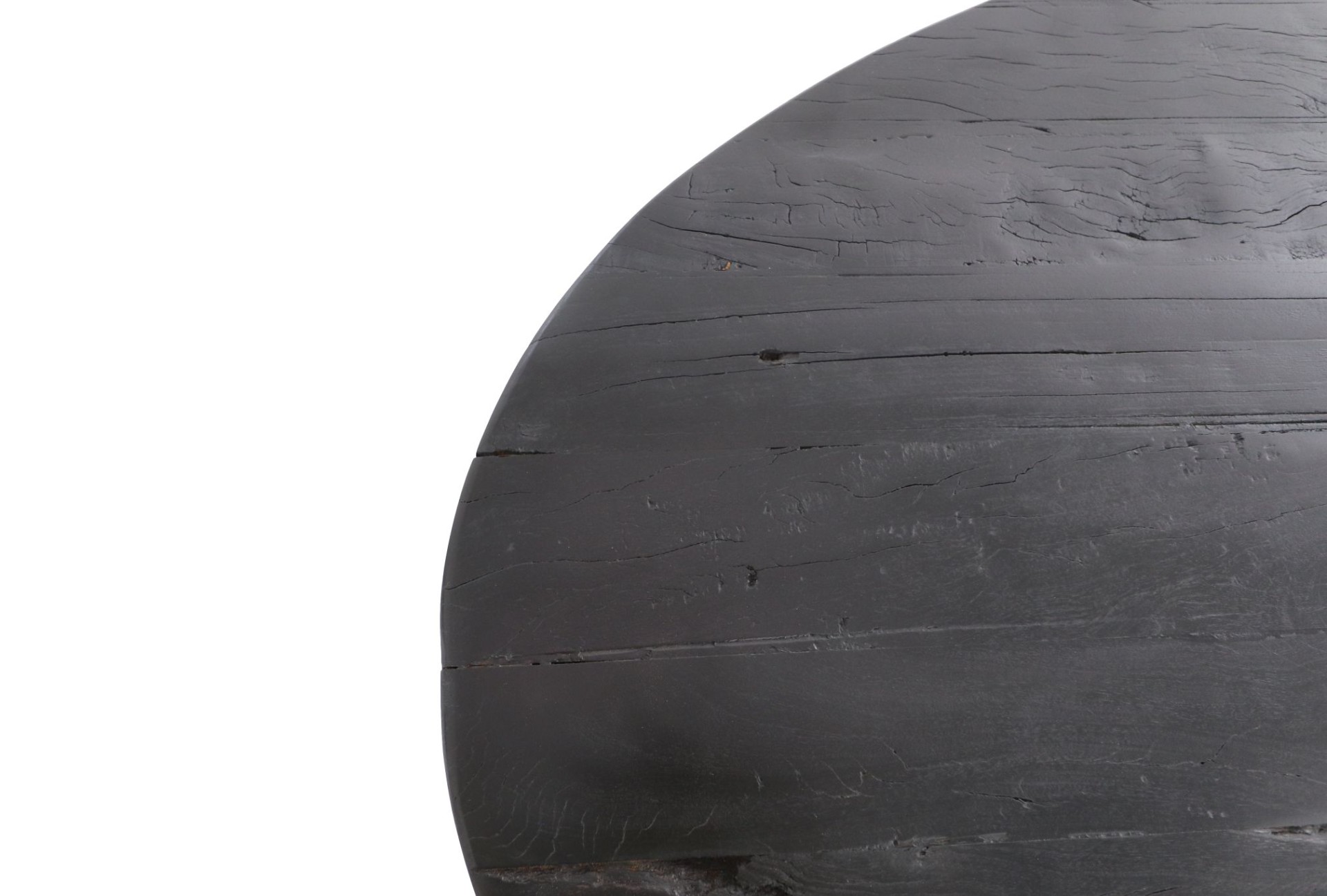 Ovale Tischplatte Mangoholz Schwarz