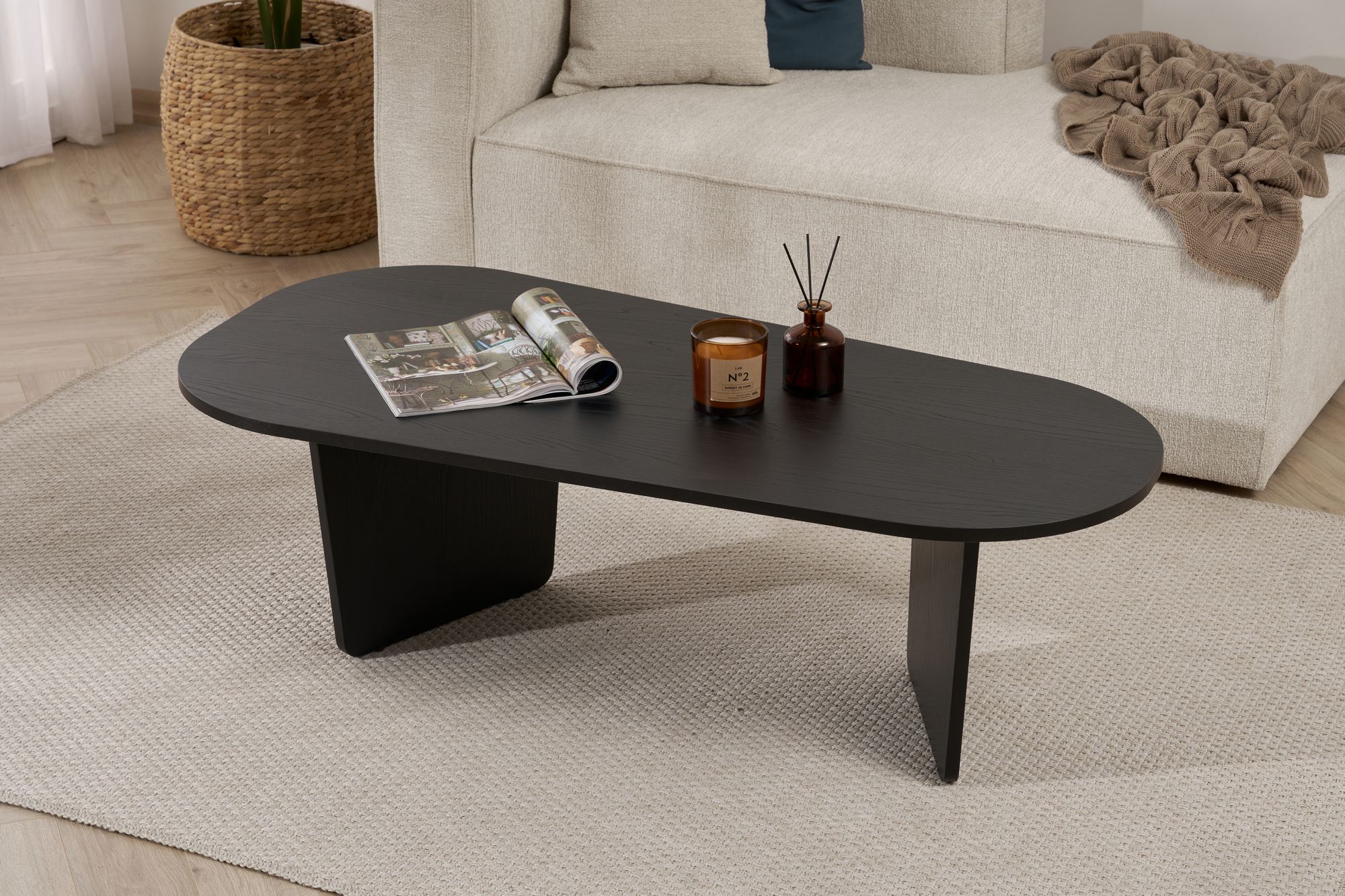 Oval Coffee Table Wood Black