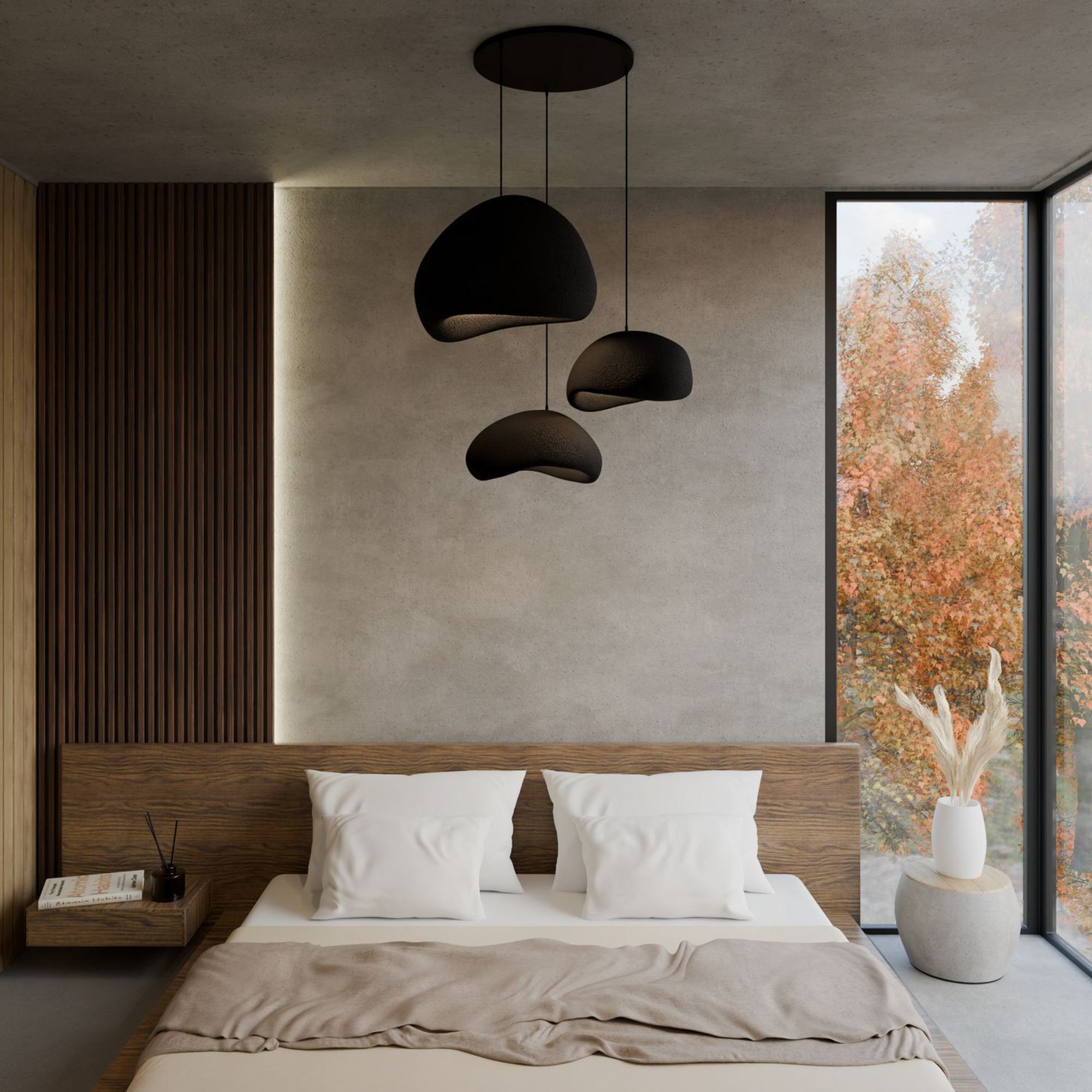 3-Flammig Wabi Sabi Stillforms Pendelleuchte Schwarz