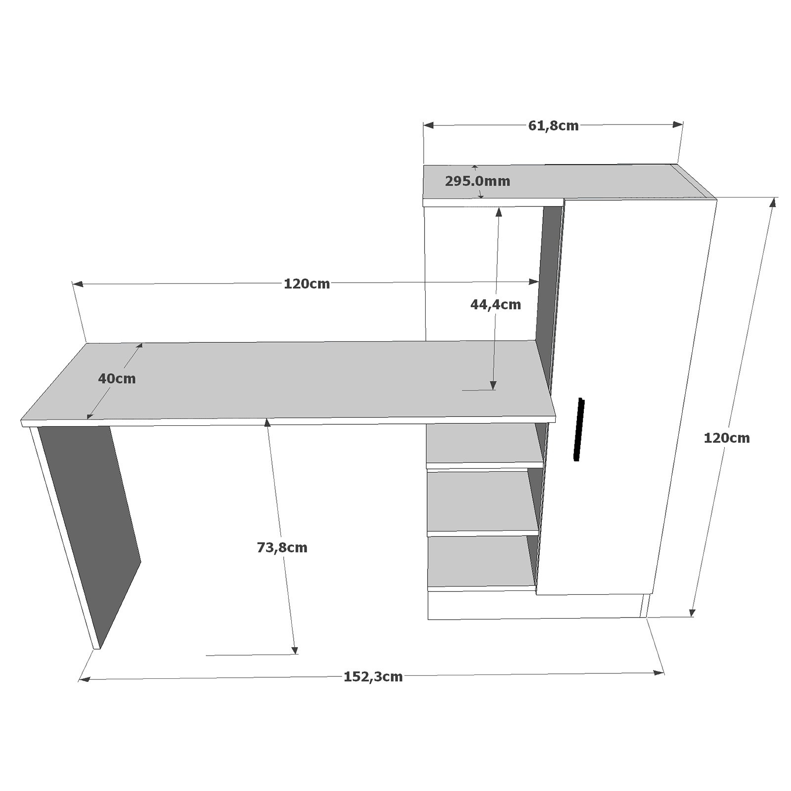 Schreibtisch mit Schrank Braun Schwarz