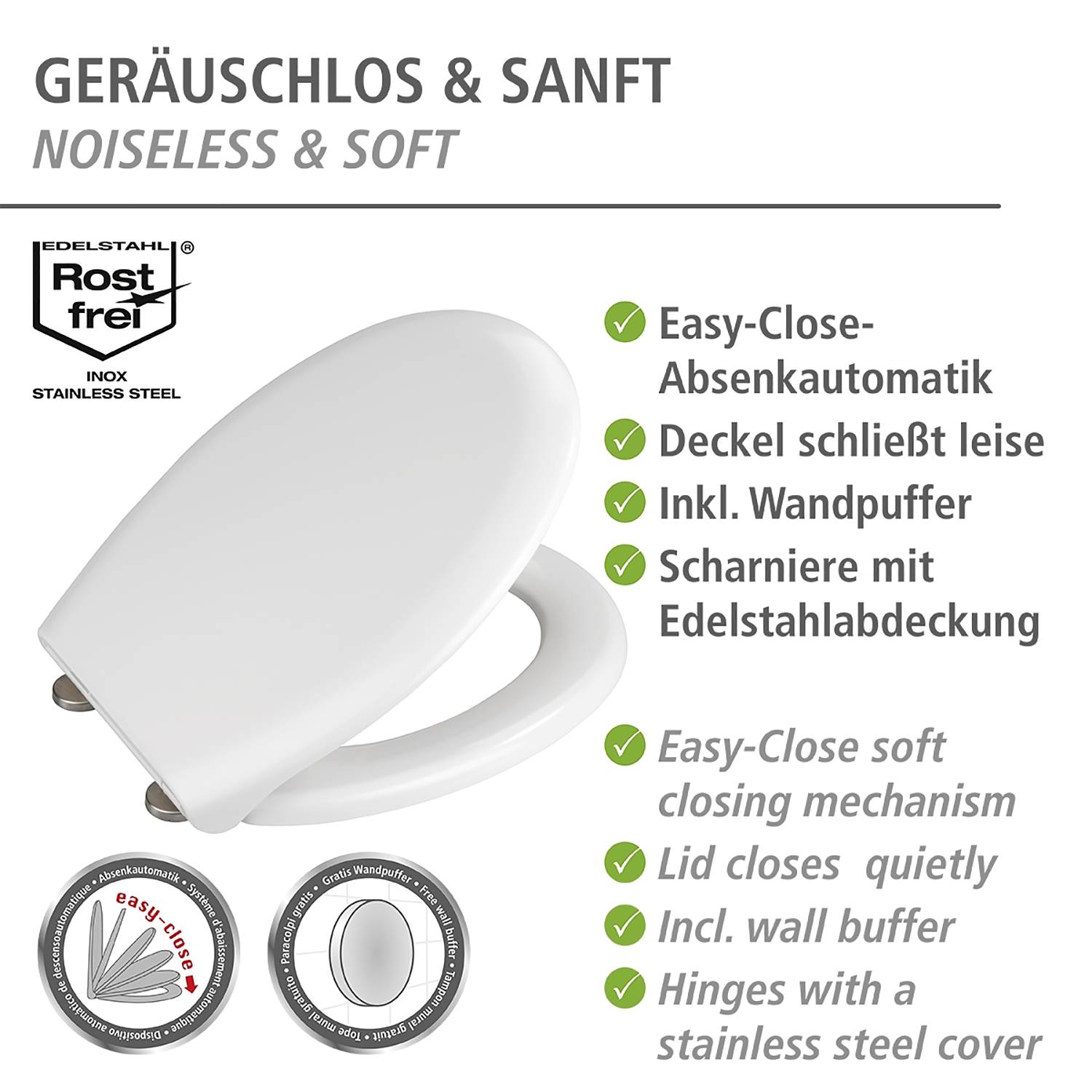 WC-Sitz Gubbio Edelstahl Weiß