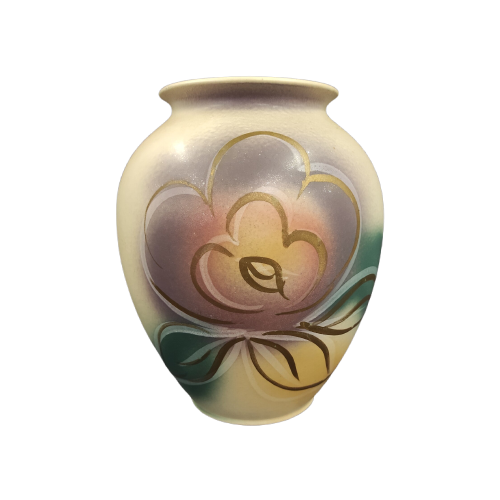 Vintage Keramik Vase Braun Weiß