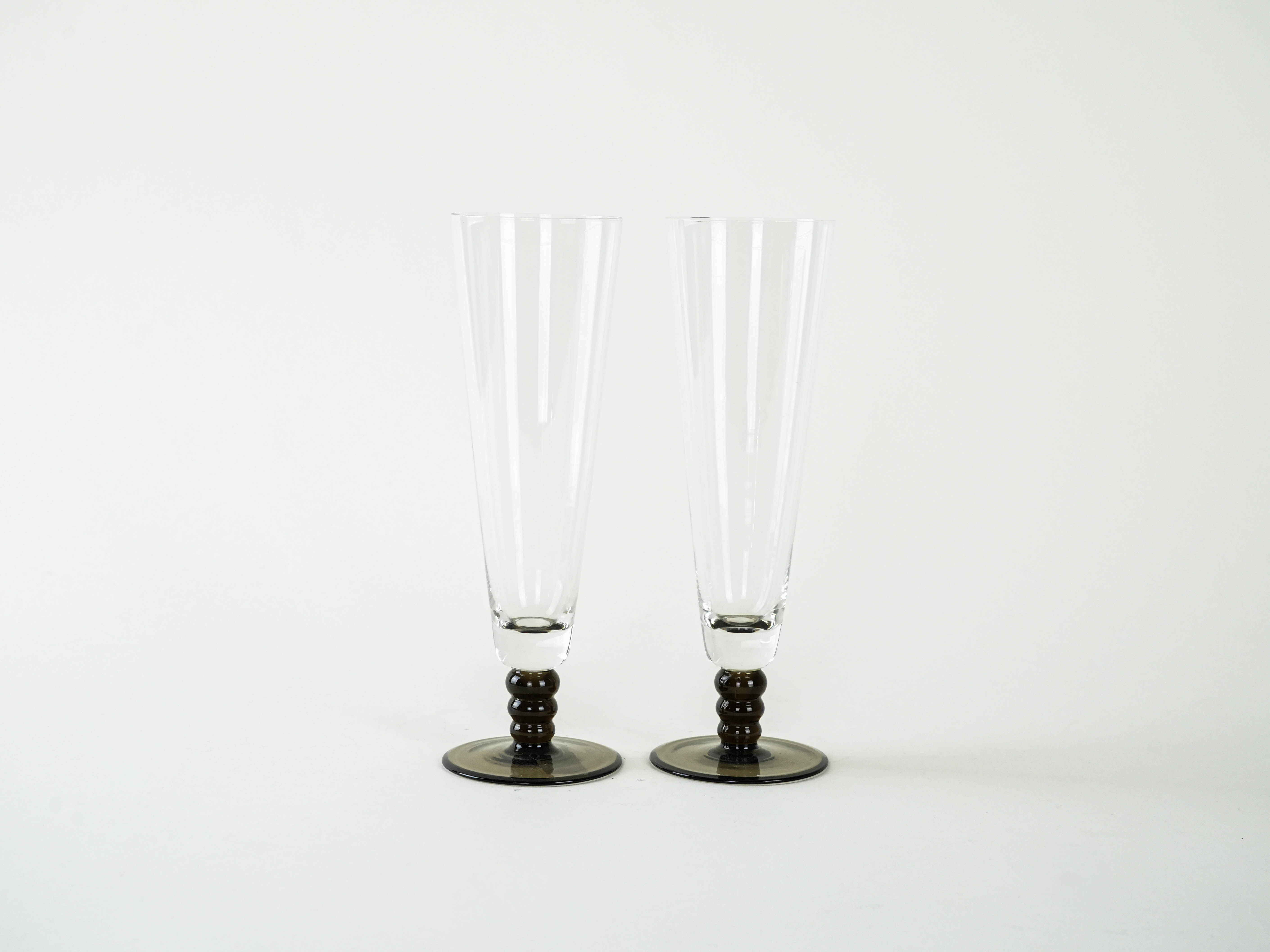 2x Champagne glasses Glass Transparent 1970s