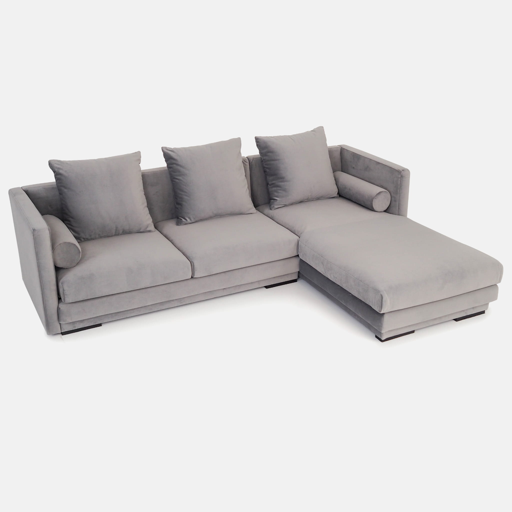 Malmo Ecksofa 3-Sitzer Velour Silber