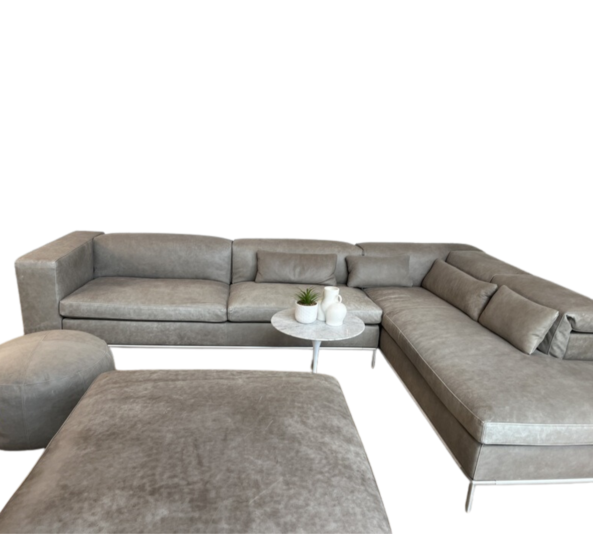 Sofa, Hocker & Pouf Leder Edelstahl Grau