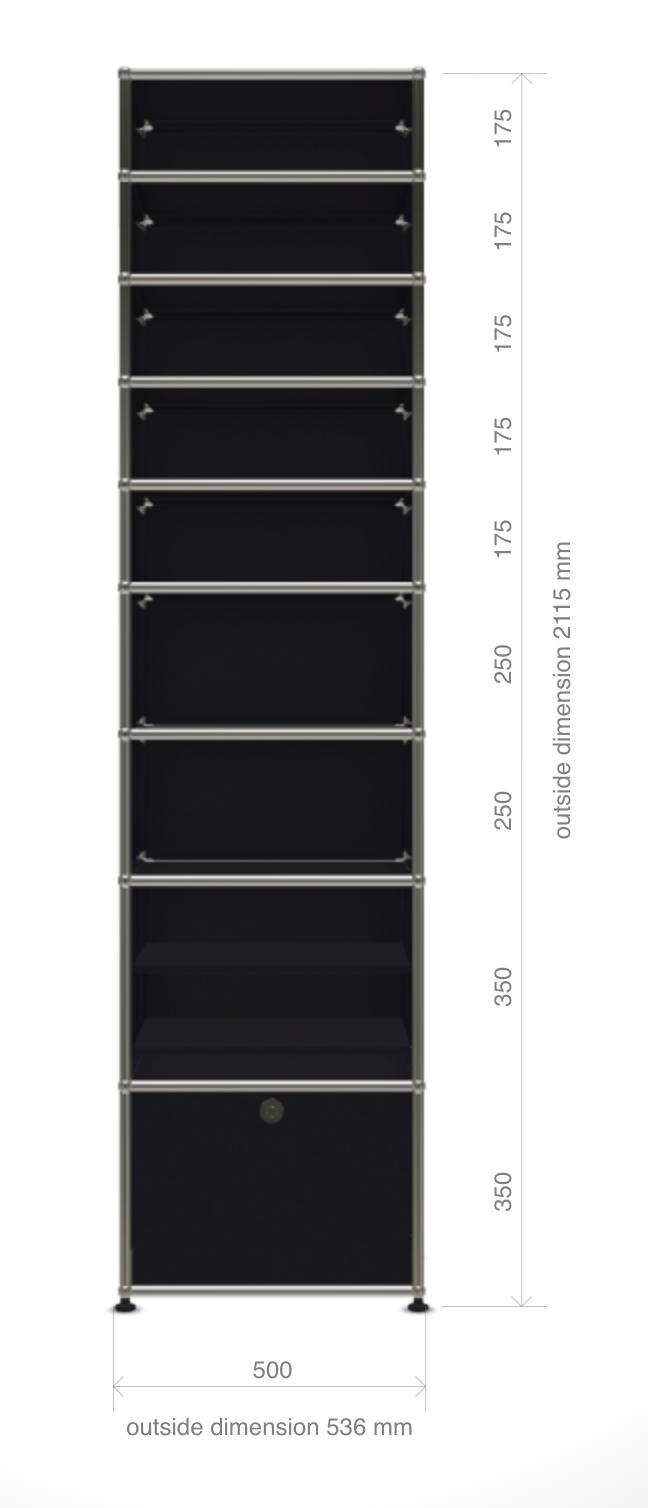 Tower Storage Unit Shelf Metal Black