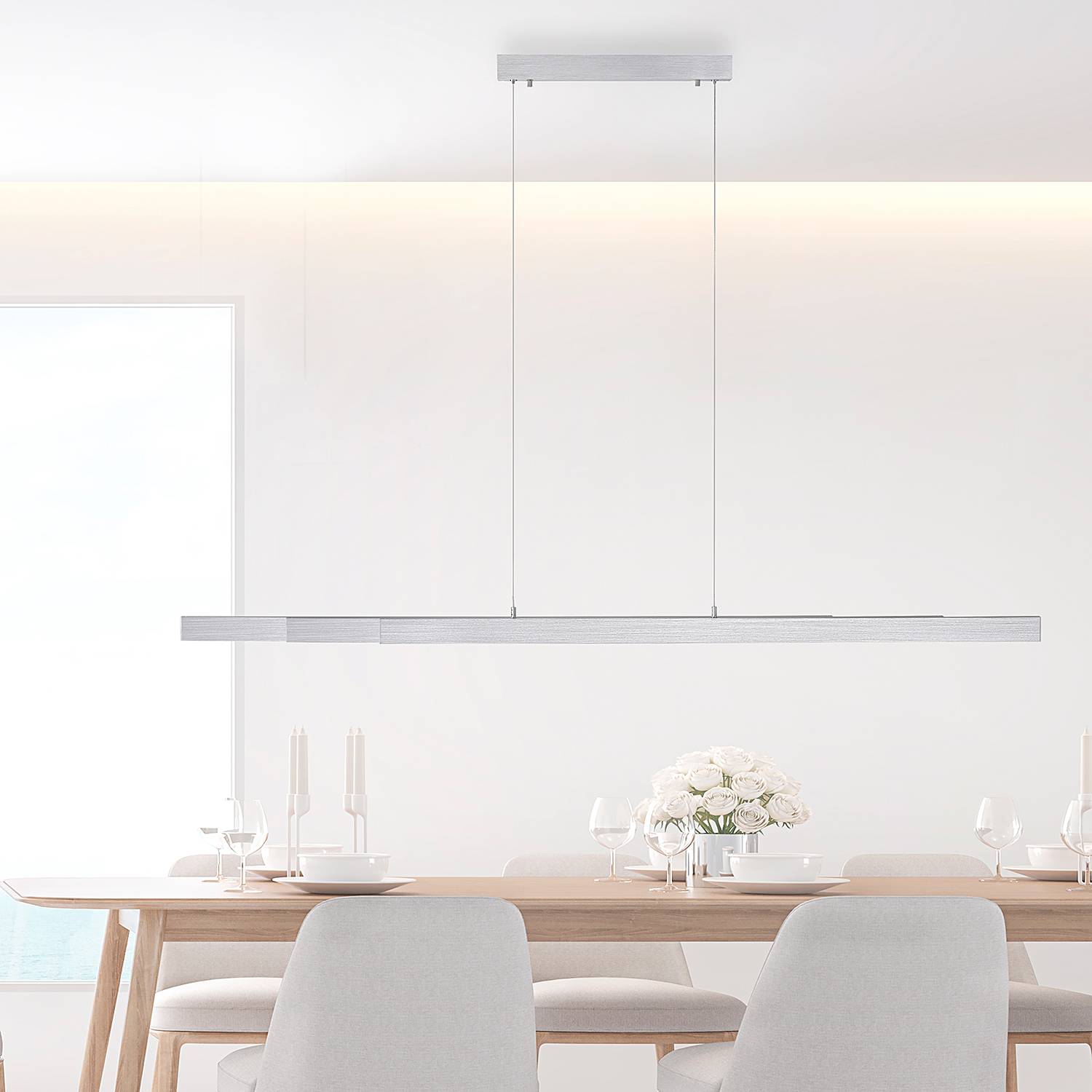 3-Flammig LED-Pendelleuchte Luzi Aluminium Weiß