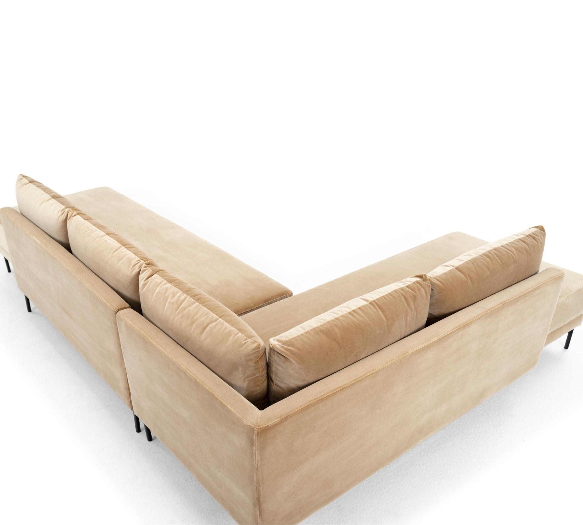 Vivica Schlafsofa Récamiere Links Velours Matt Beige
