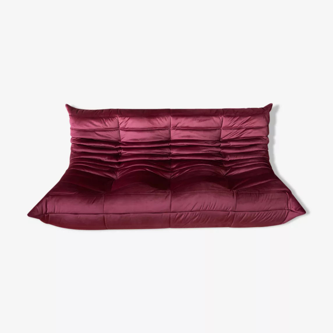 Togo Sofa 3-seater velvet burgundy