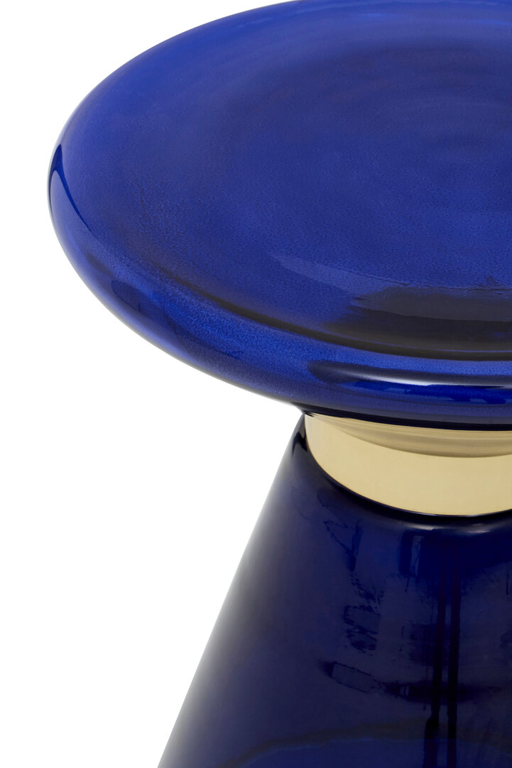 Margot Schwarzes Glas und Kupfer Beistelltisch
