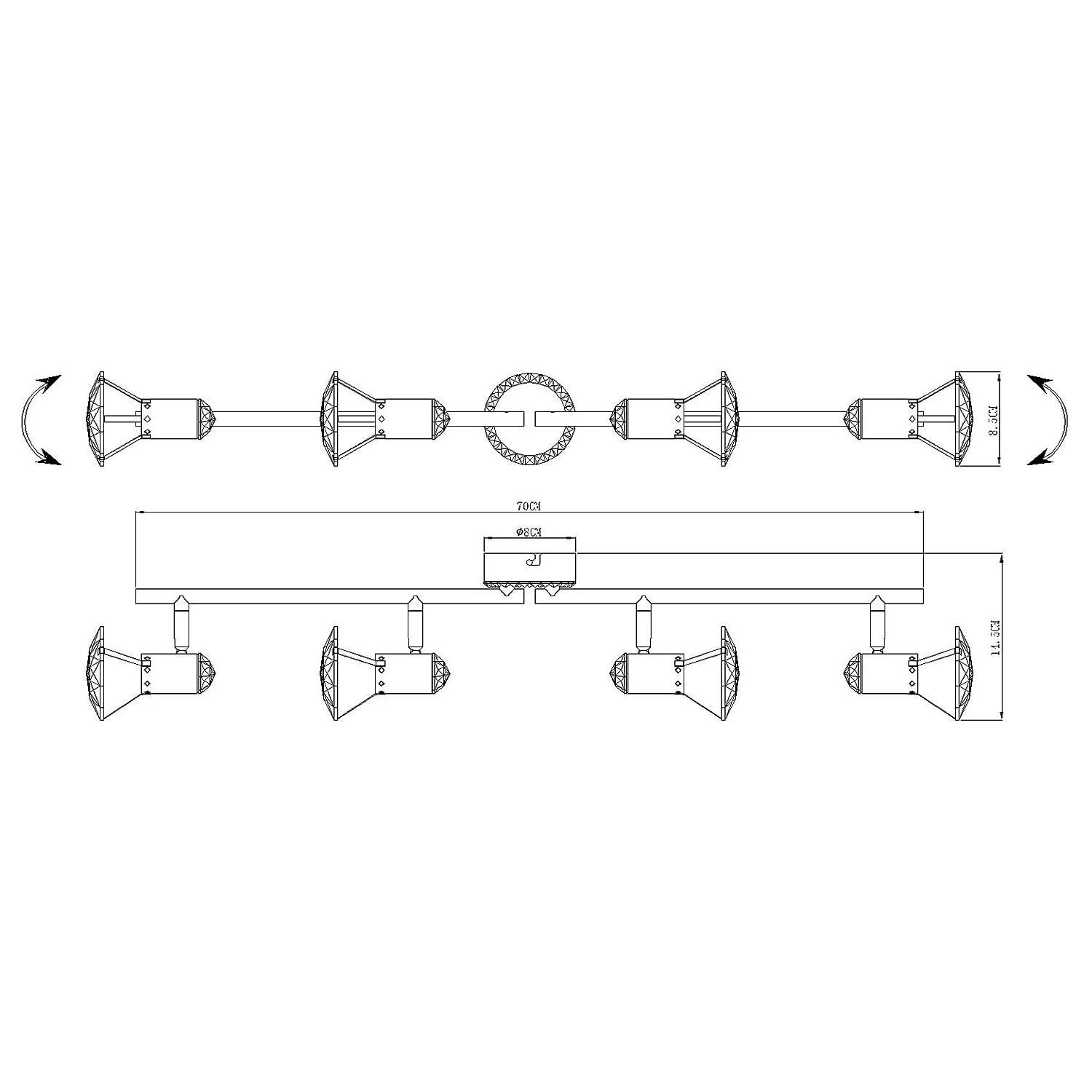 LED Ceiling Light Nathaniel 8-Light Iron Acrylic Glass