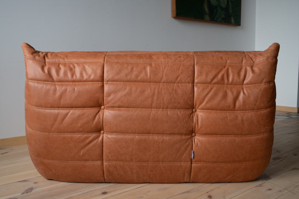 Togo Sofa 2-Sitzer Pull-Up-Leder Pfirsichbraun