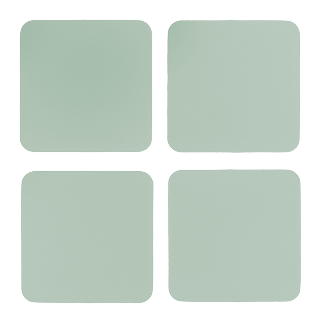 4x Sottobicchieri Quadrati 100% Pelle Riciclata Menta