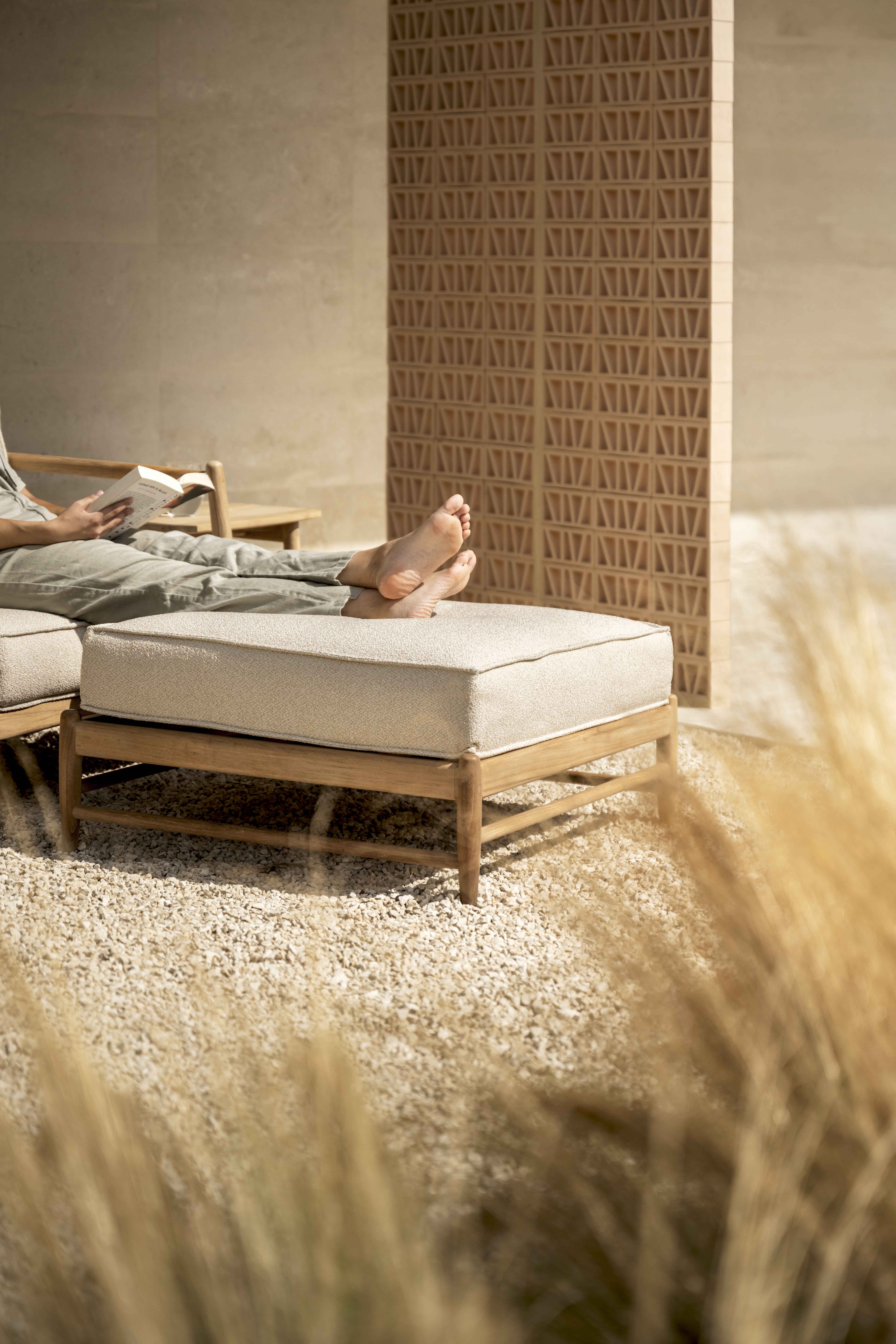 NOA Stool Teak Brown Cushion Truffle