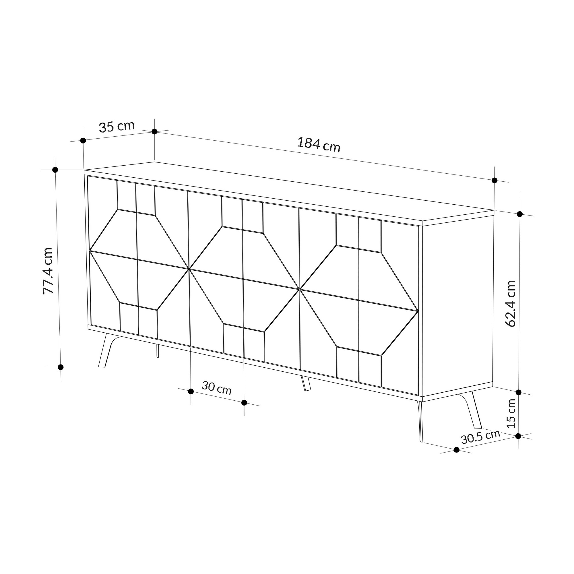 Dune Kommode Anthrazit 183.8cm x 77.4cm