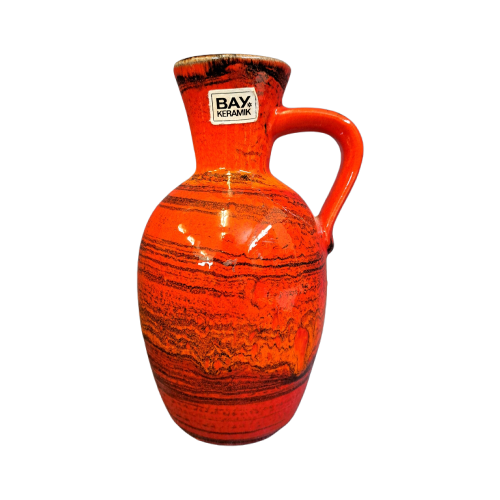 Vintage Keramik Vase Rot Schwarz