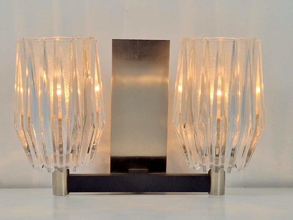 Vintage Wandlampe Glas 70er Jahre Metall