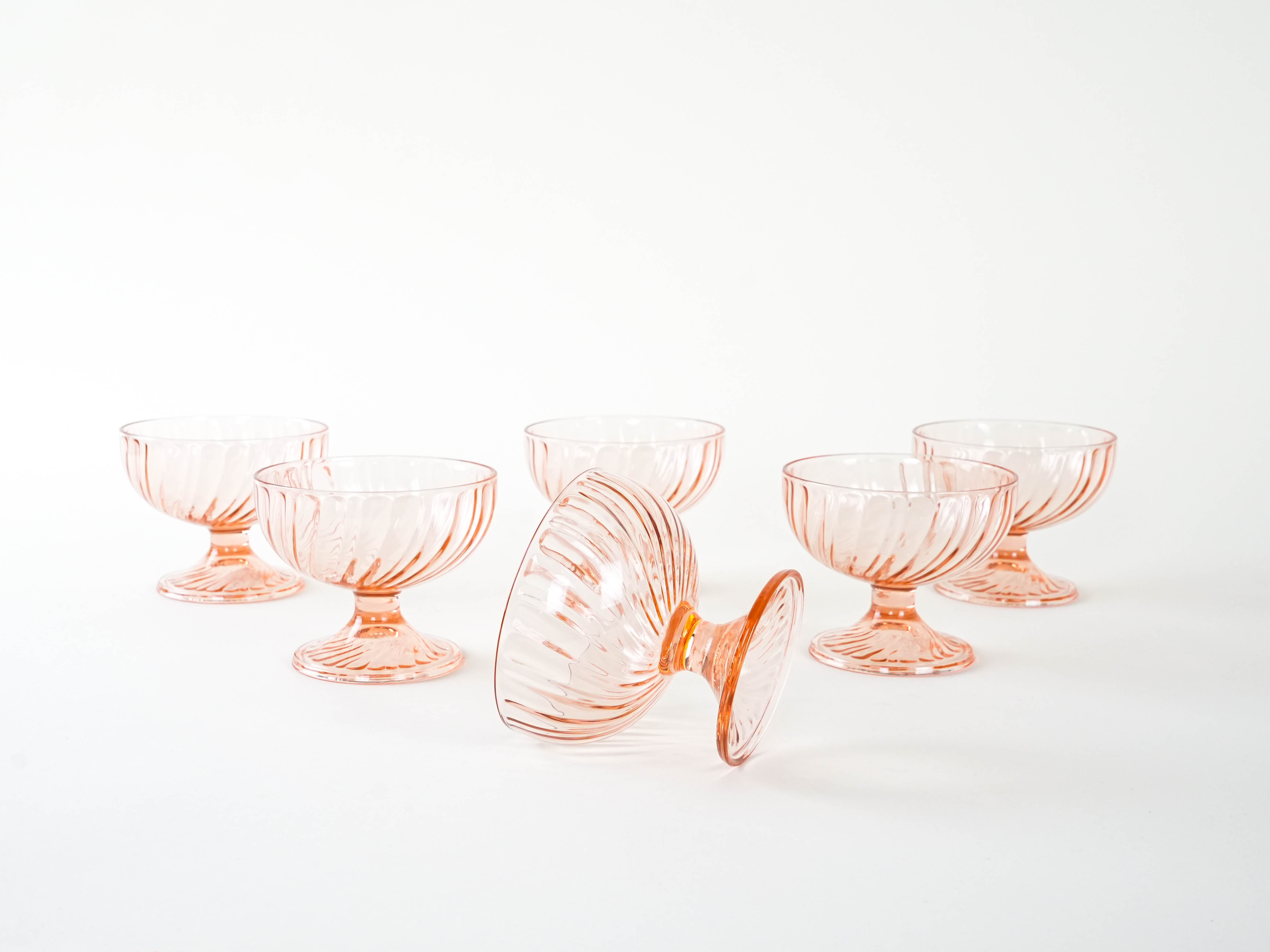 Set di coppette da dessert rosa anni '70