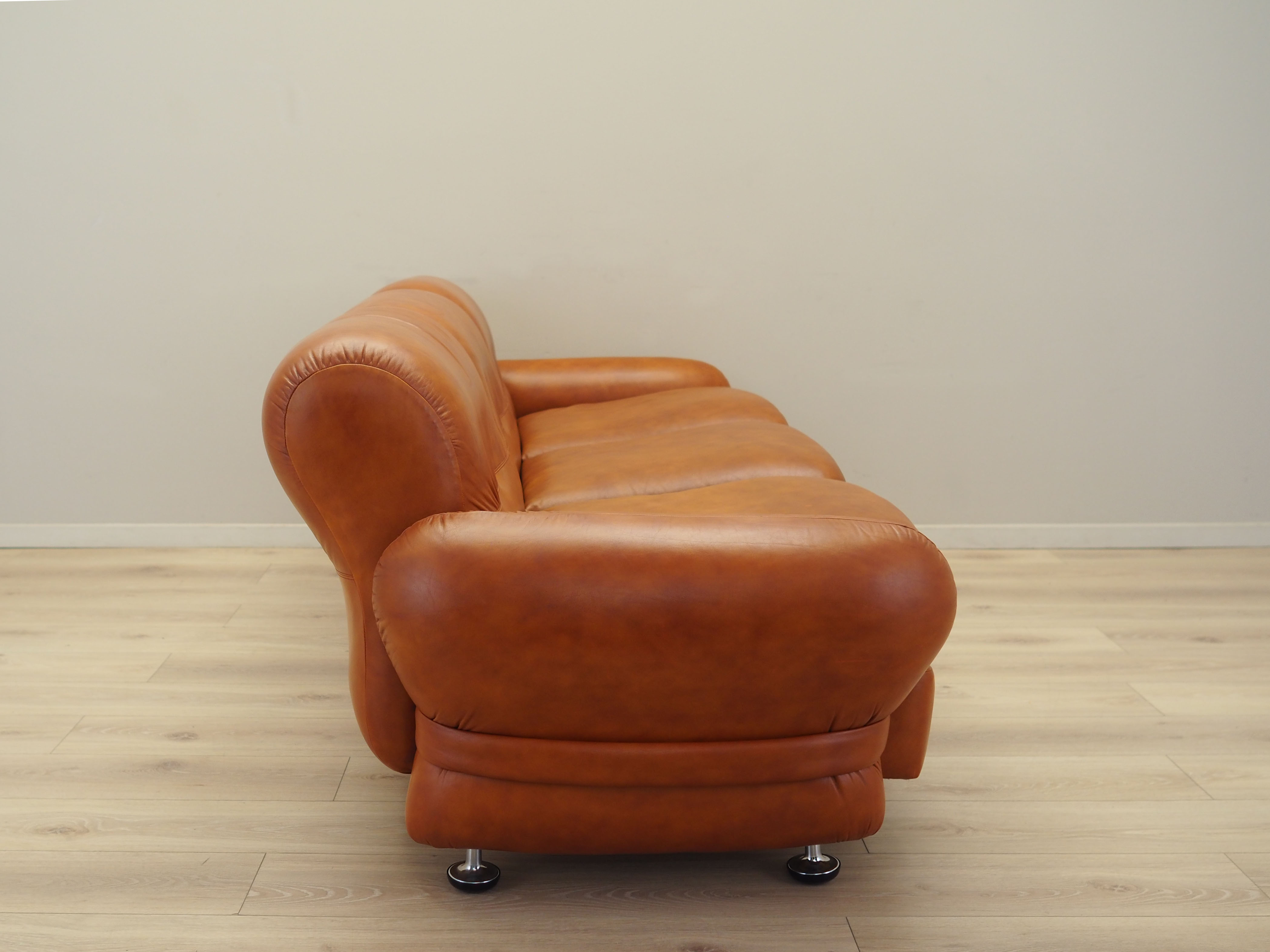 Sofa Leder Rot 1970er Jahre