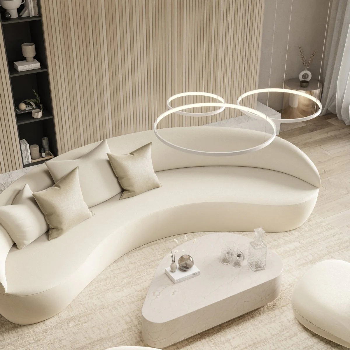 Ring-shaped LED pendant lamp CAECILIA White