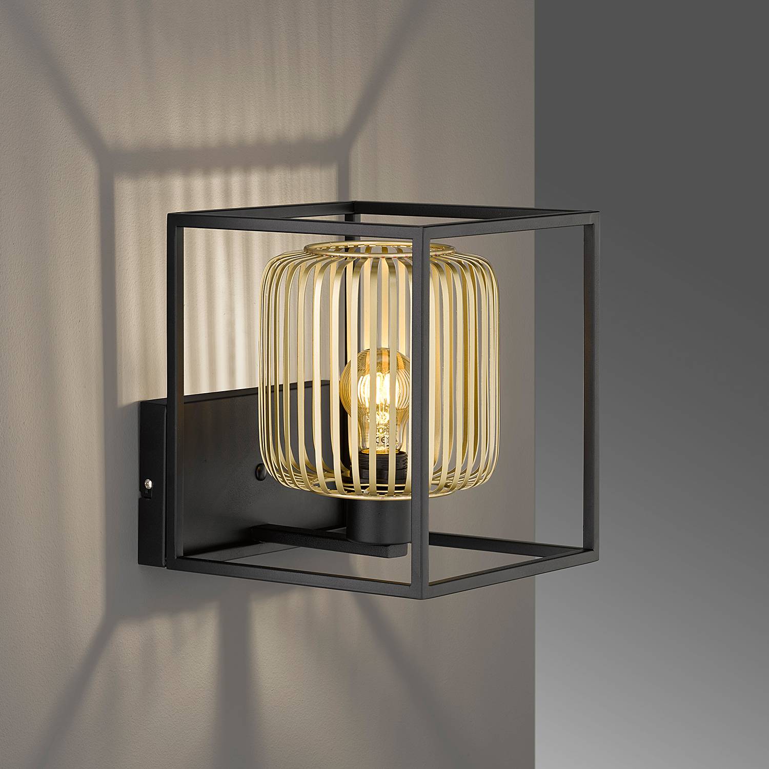 Wandleuchte Caydo Edelstahl Schwarz Gold