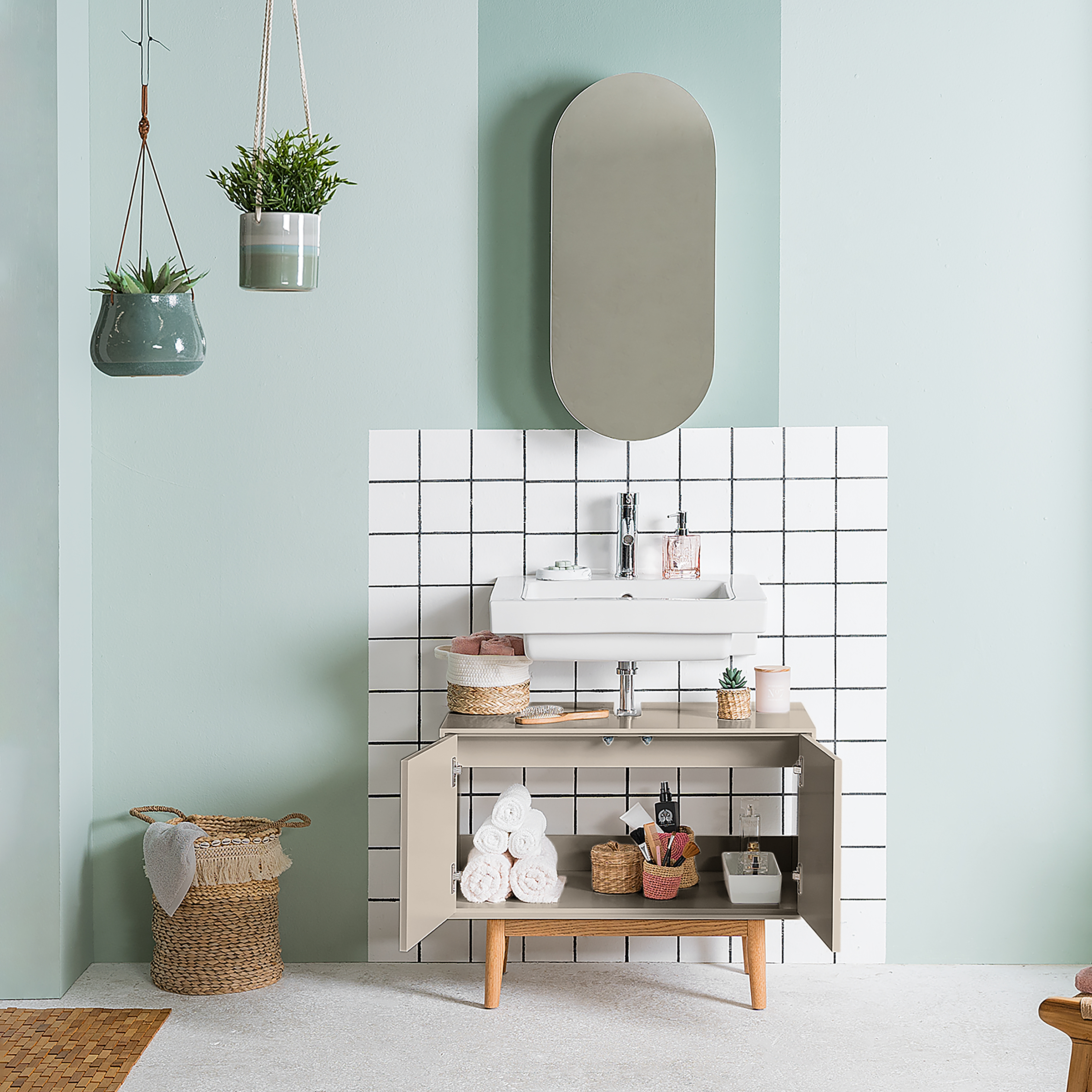 Lindholm Spiegelschrank Oval Taupe