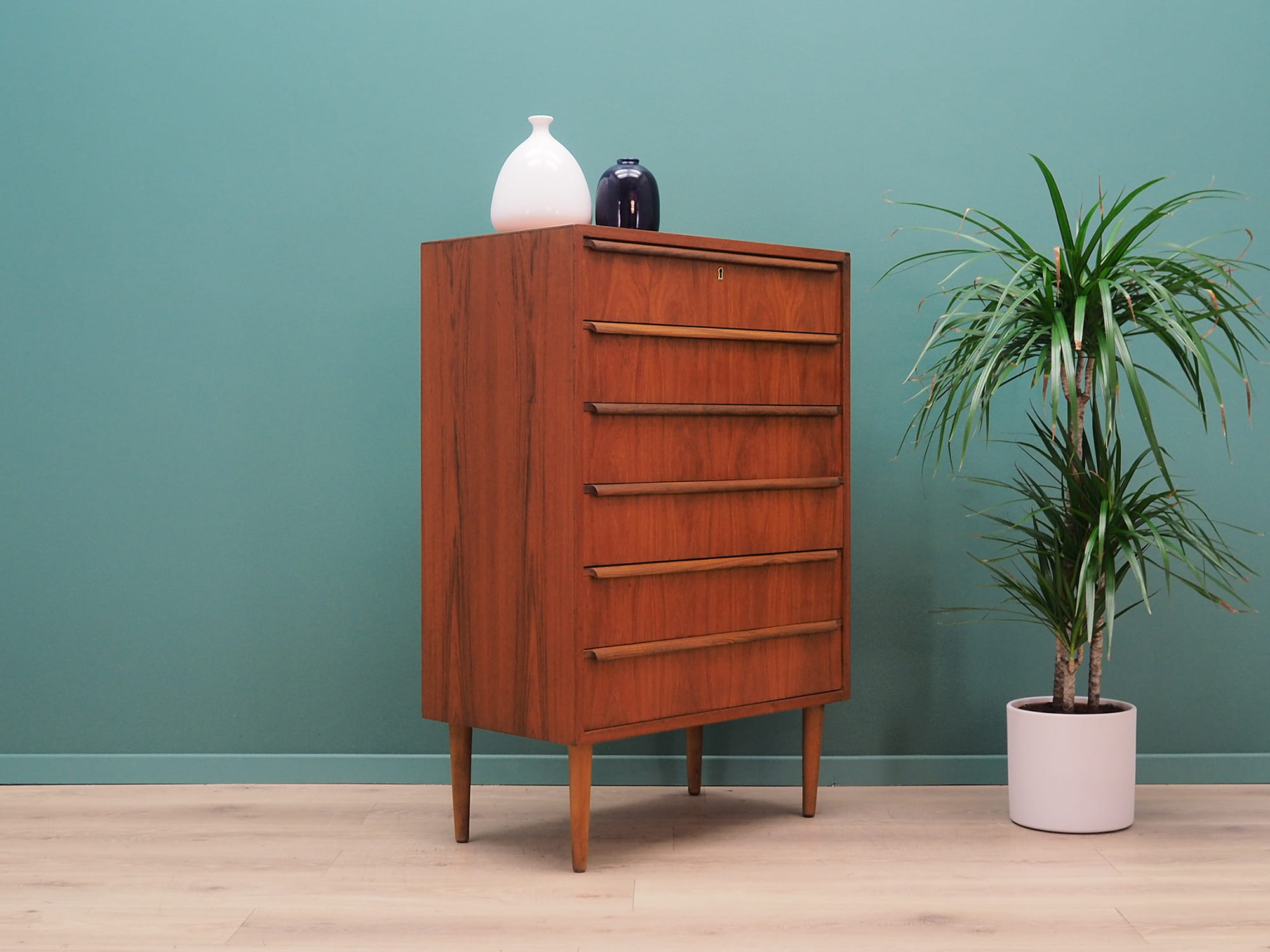 Vintage chest of drawers Teak wood Brown 1970s