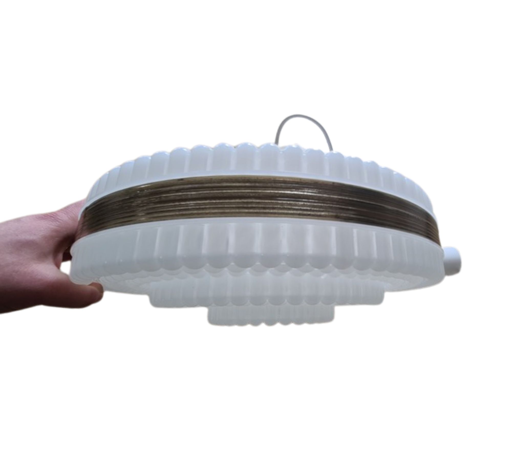 Vintage Pendelleuchte Kunststoff Messing Weiß