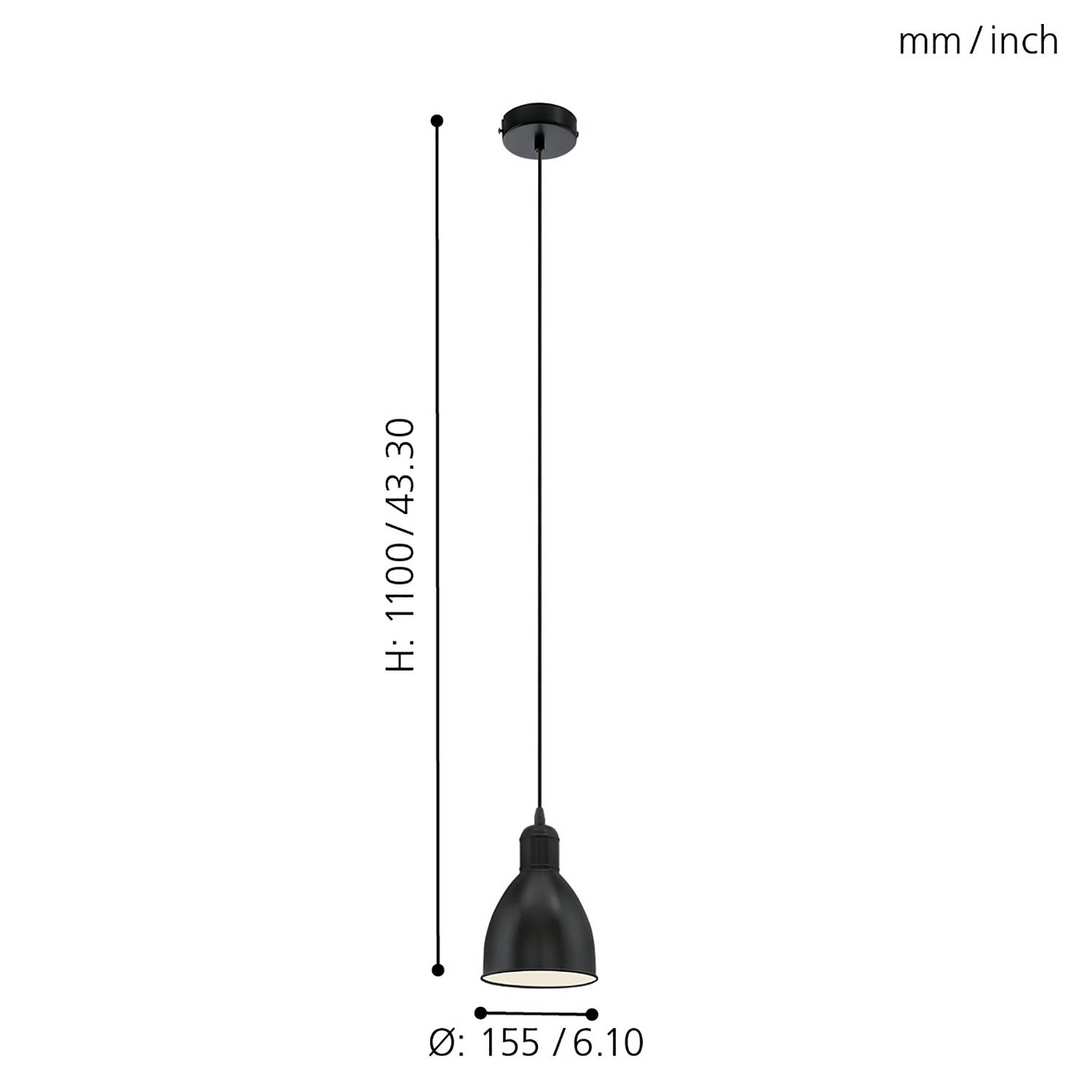 Pendant lamp Priddy II Black