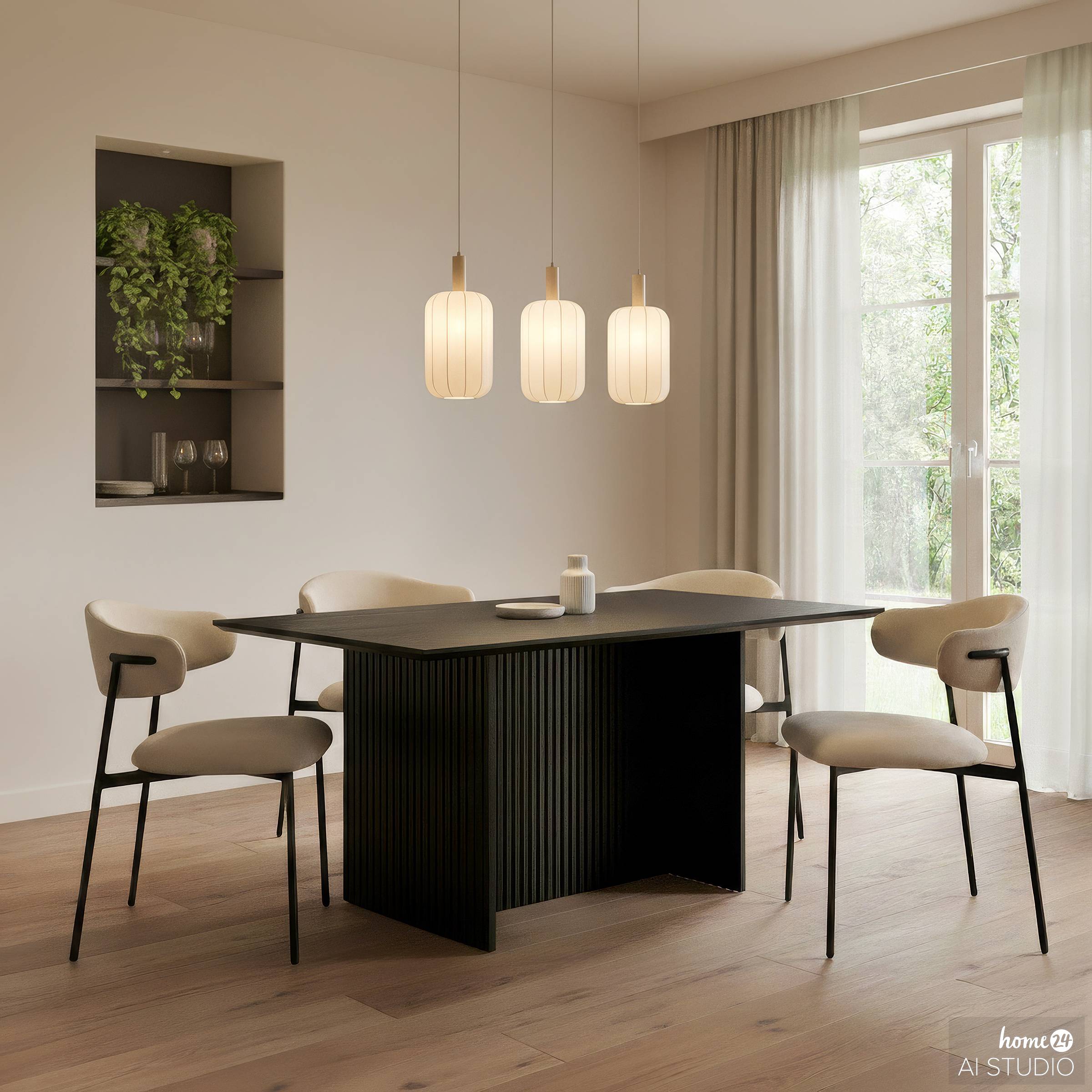 3-Flammig ONI Pendelleuchte Nylon Eisen Beige