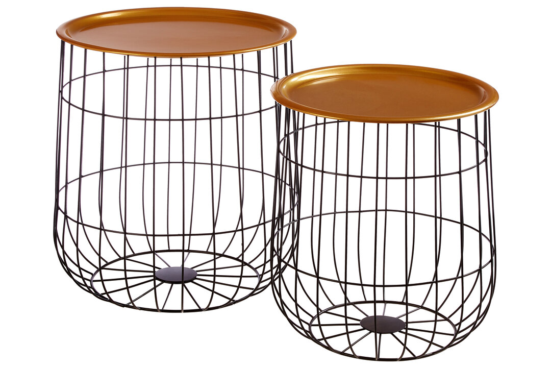 2x Hegem table tops wire baskets brass black