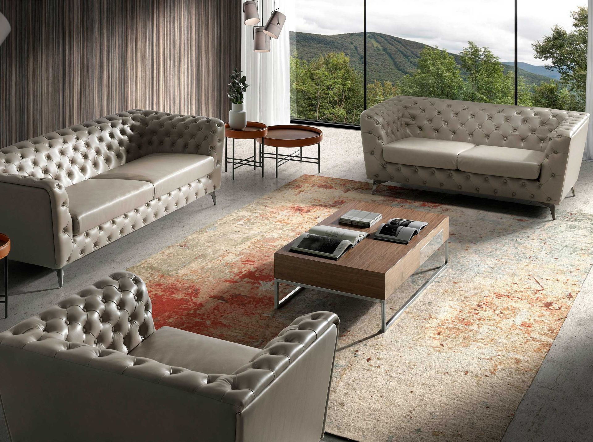 Couchtisch Nussbaum Stahl