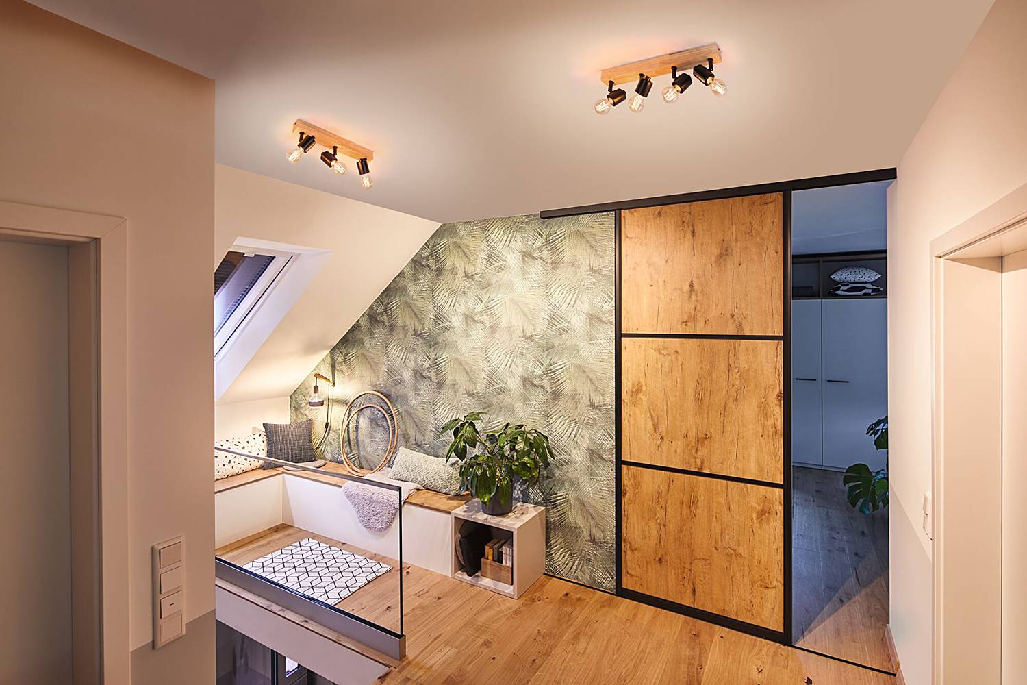  4-Flammig Arvid Deckenleuchte Holzwerkstoff Aluminium Braun