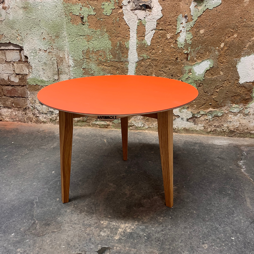 Beluga Couchtisch Holz Orange Ø 57cm