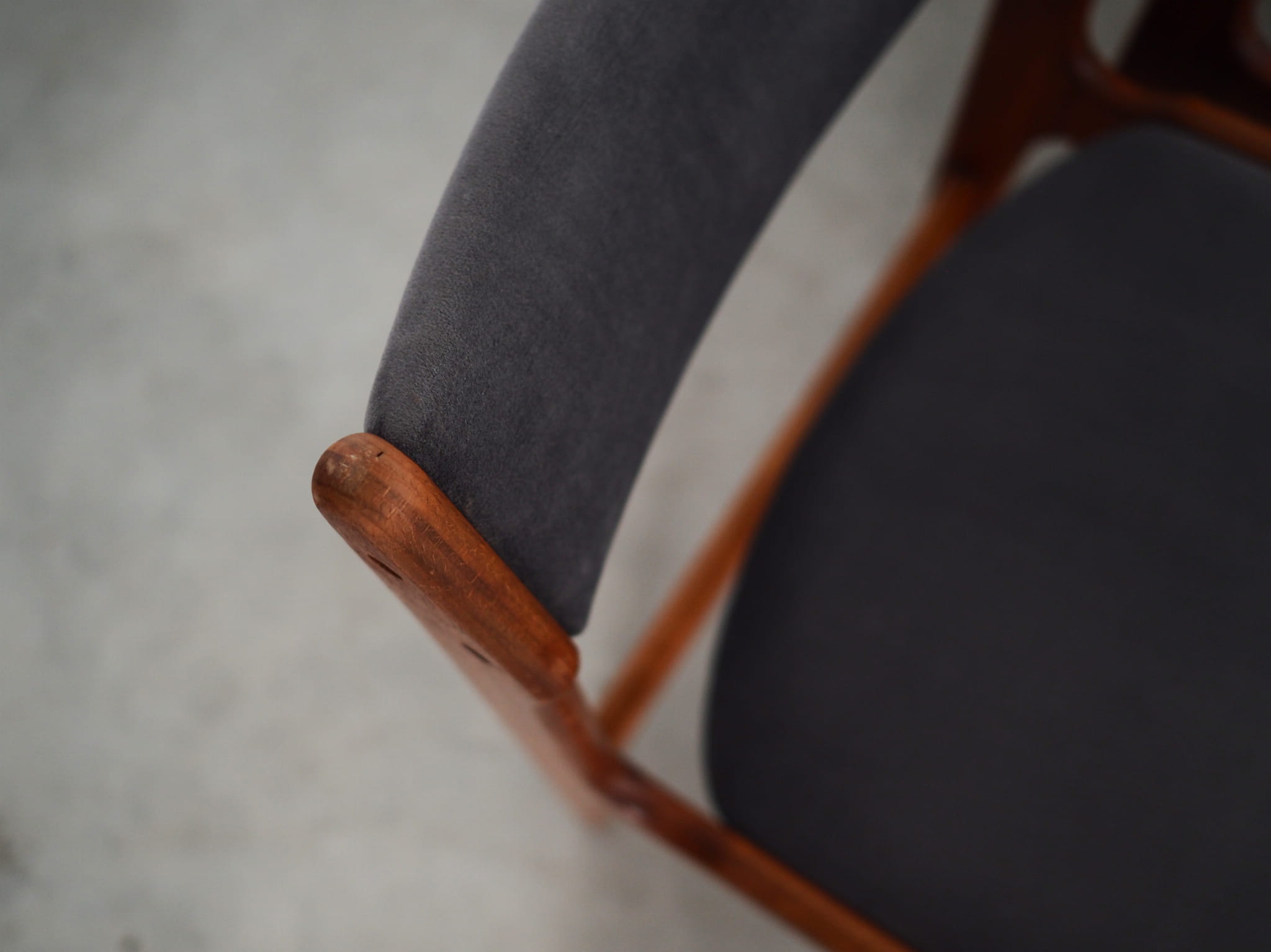 6x Chair Teak Velvet Brown 1960s