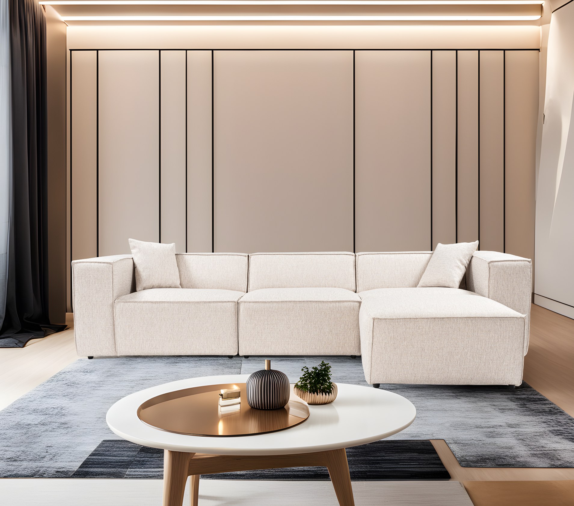 Lora Divano angolare Marrone chiaro