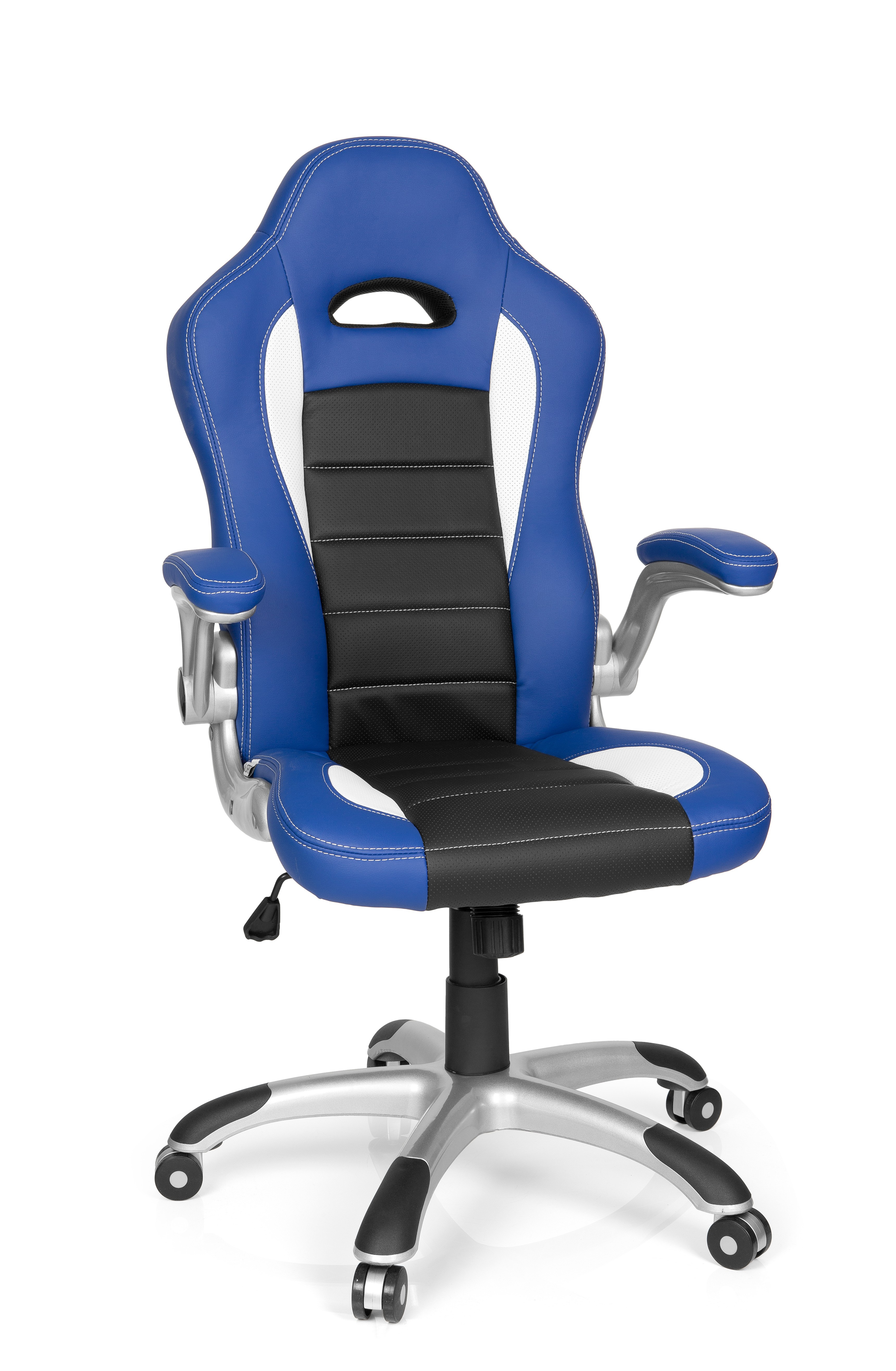 Gaming Bürostuhl Kunstleder Schwarz Blau