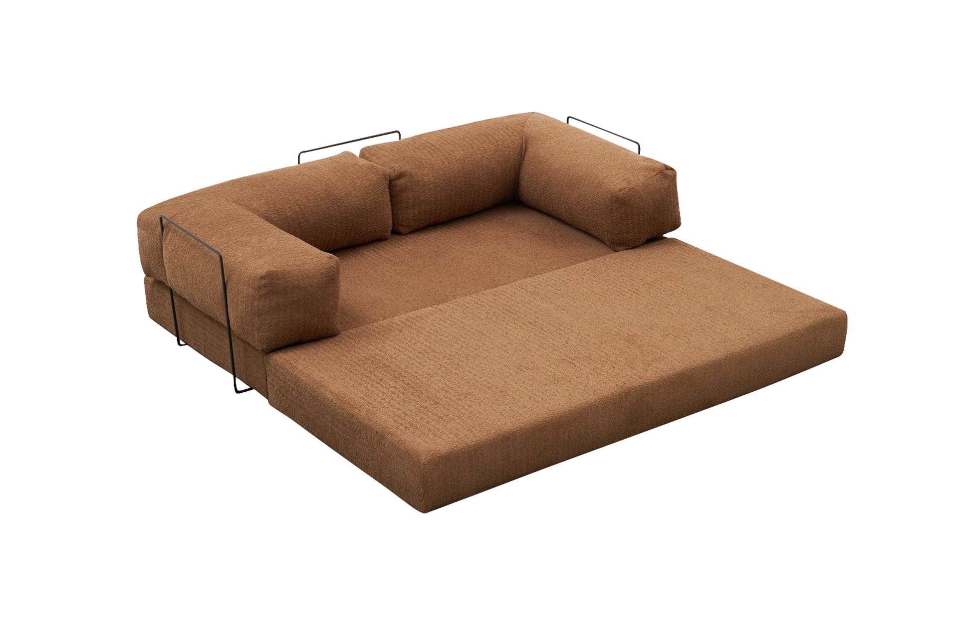 Comfort Schlafsofa 2-Sitzer mit Hocker Braun