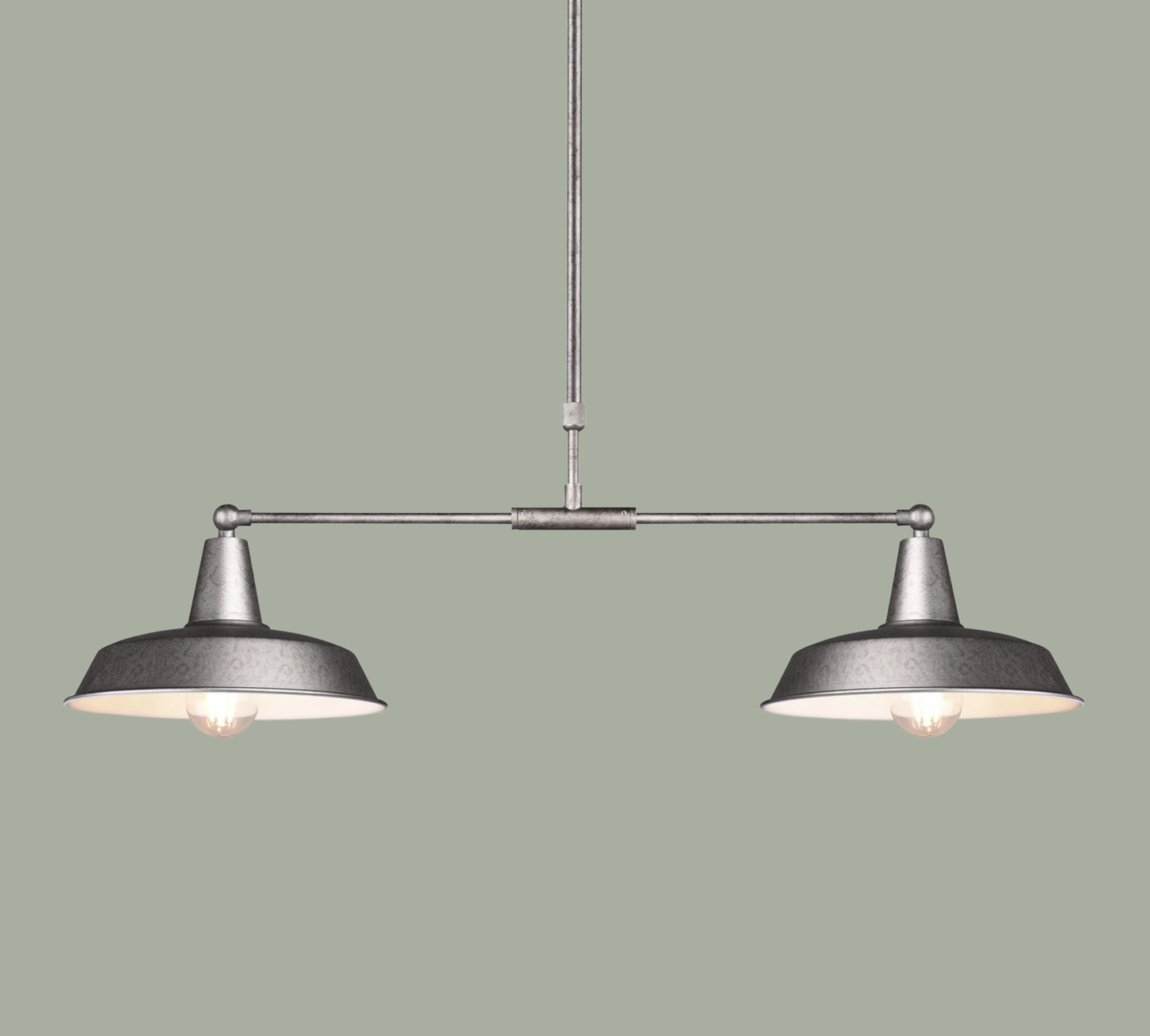 2-Light Pendant Light Rustic Silver