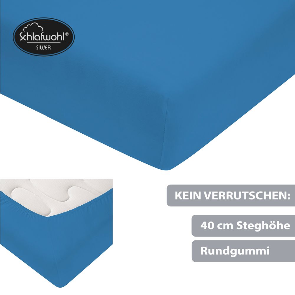 Spannleintuch für Boxspringbett aus Baumwolle Blau
