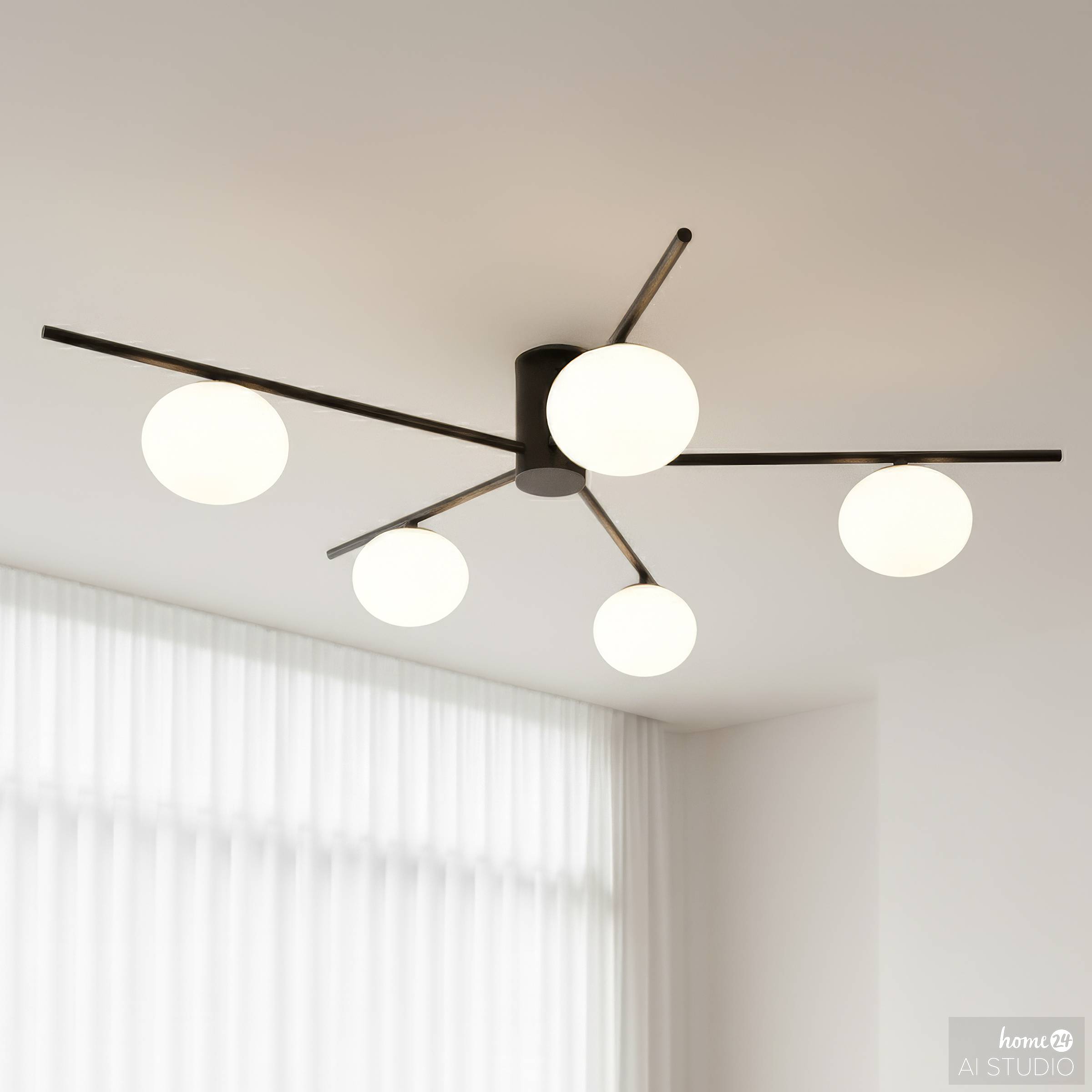 5-Flammig Rei Deckenleuchte Eisen Schwarz