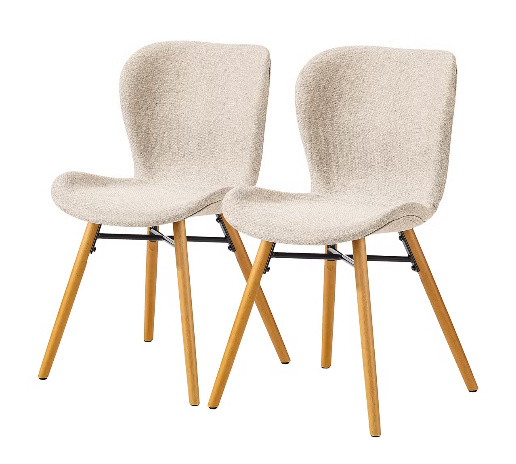 2x Livaras Polsterstuhl Webstoff Beige