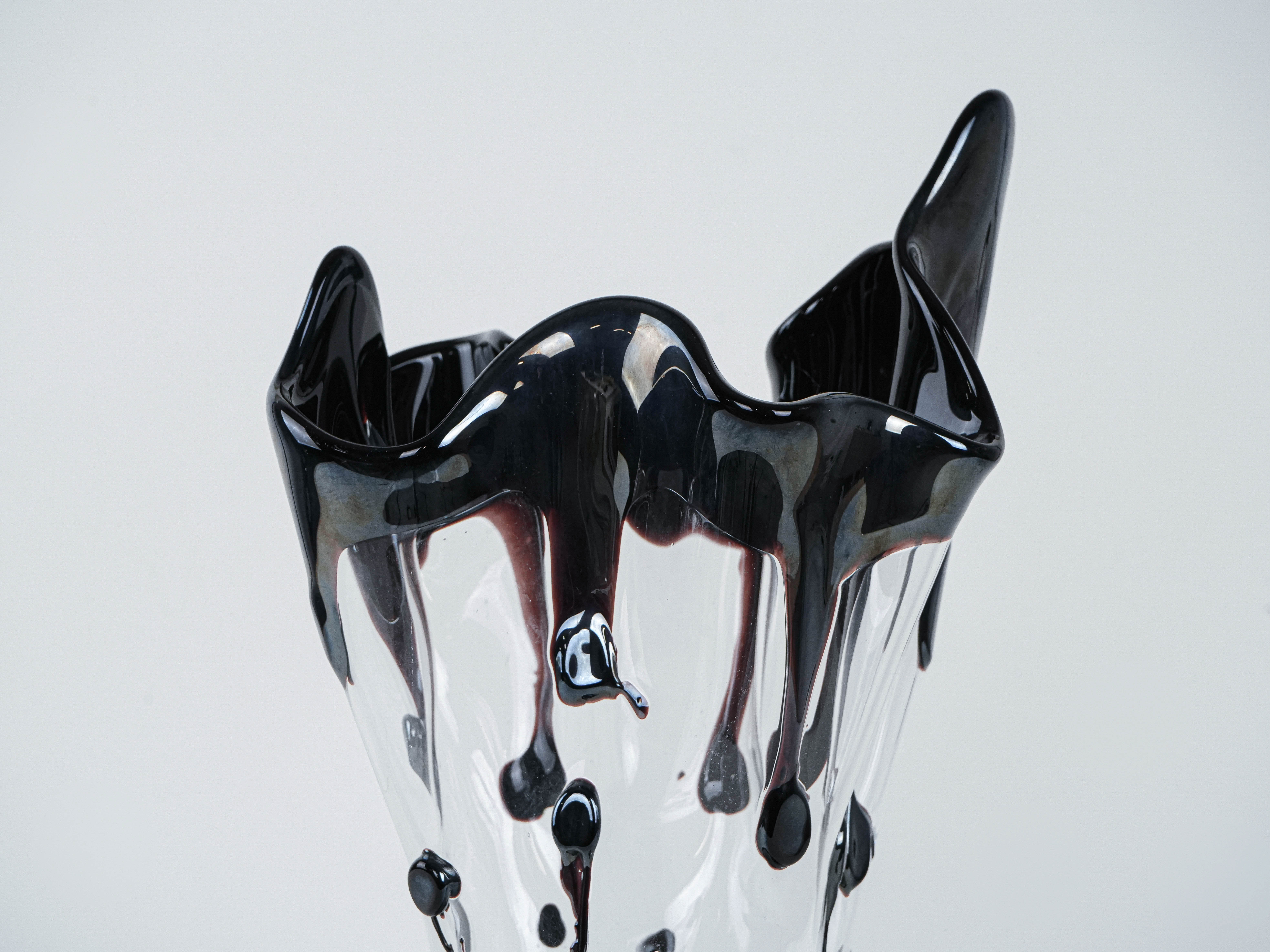 Murano glass vase black 1960s