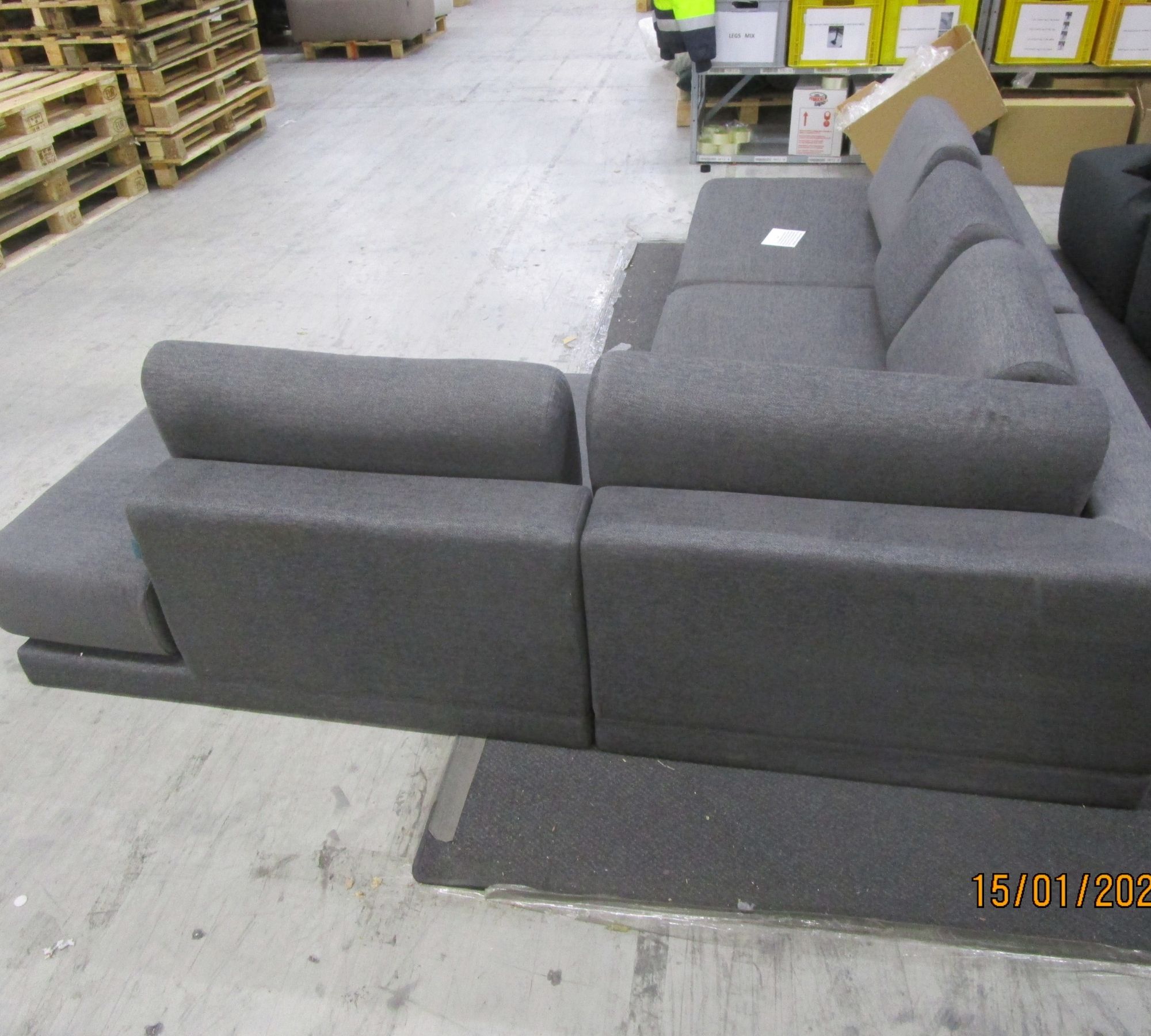 Tyme Sofa 3-Sitzer Récamiere Rechts Strukturgewebe Anthrazit